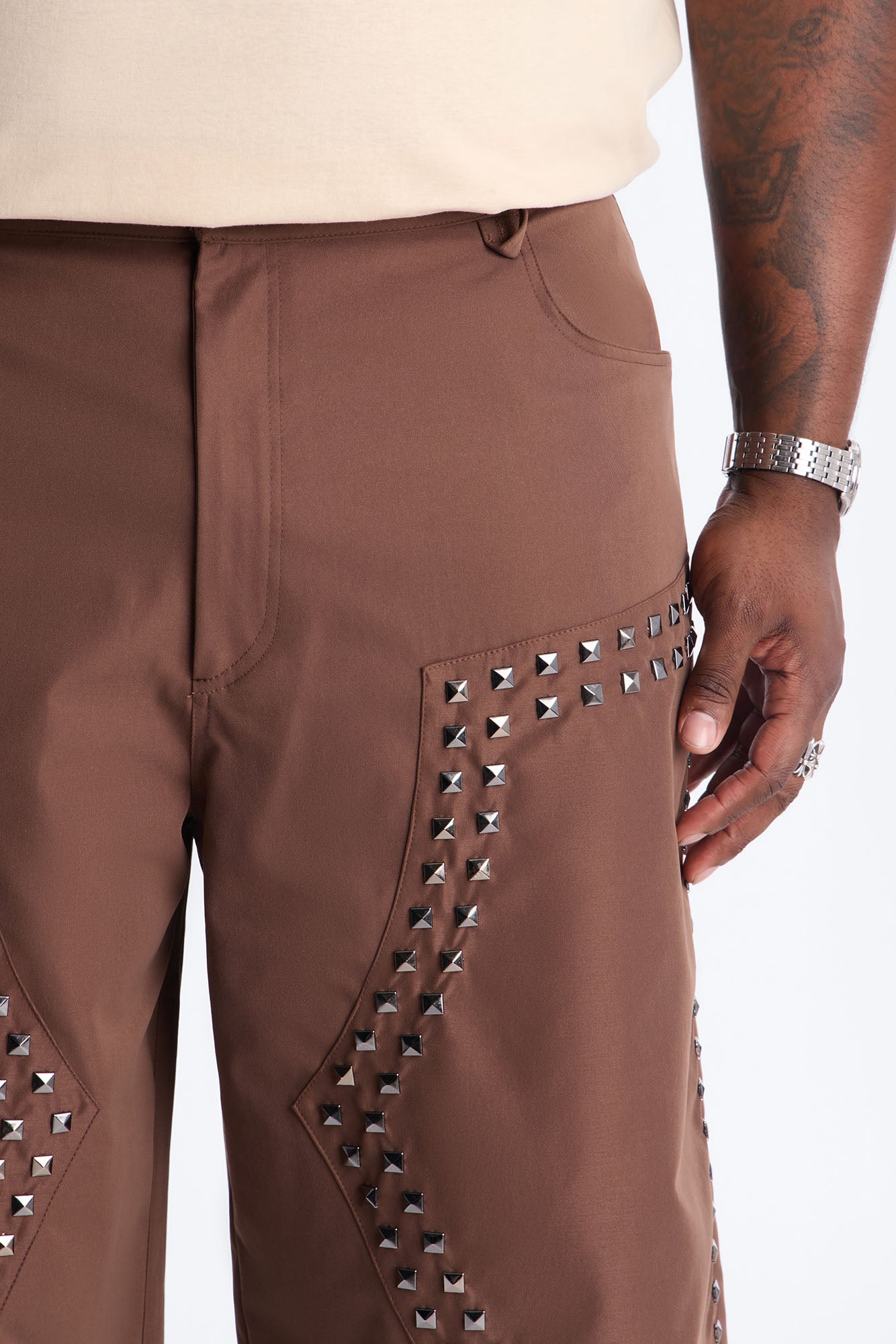 Baggy Silver Springs Studded Short - Brown Fashion Nova