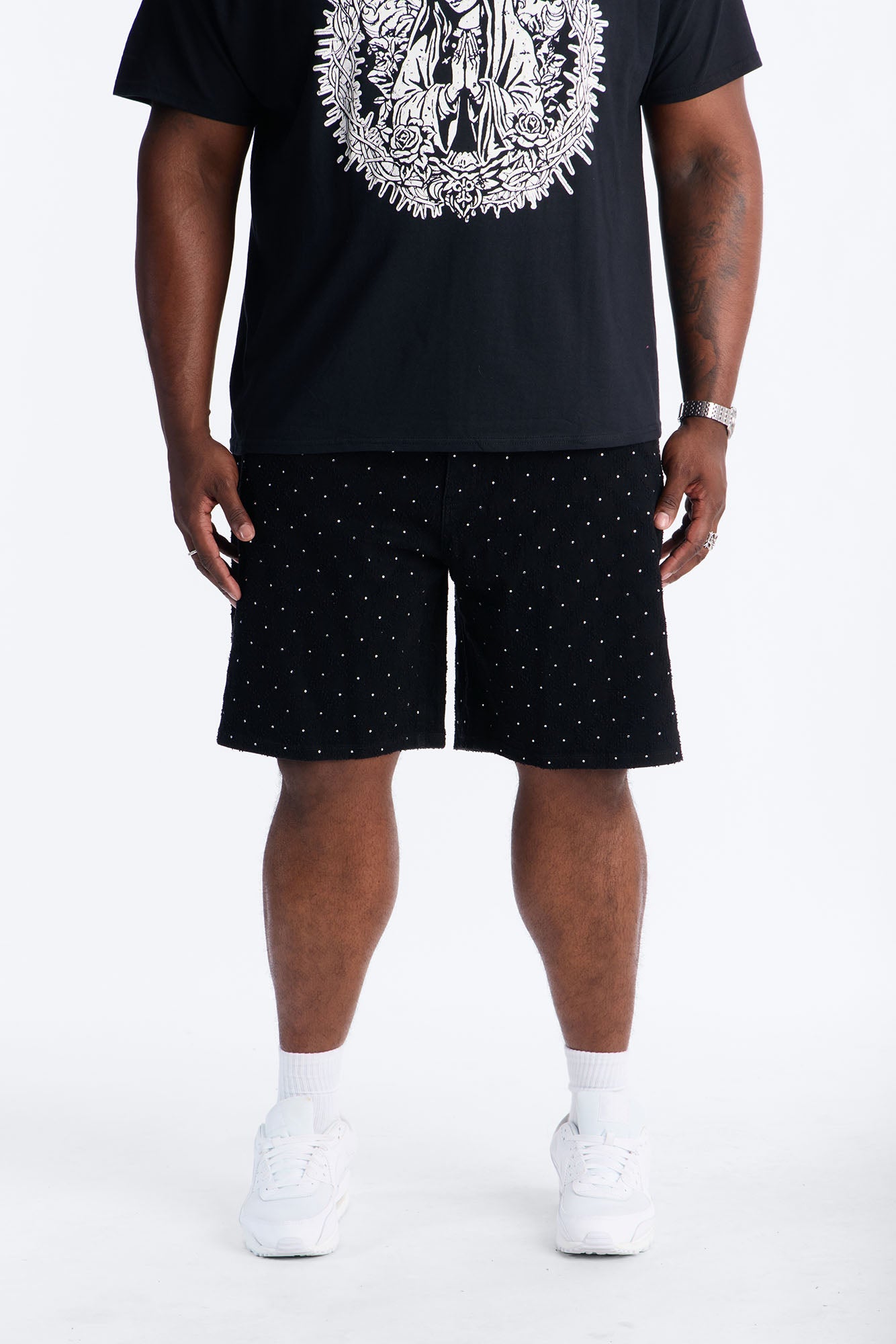 I Be Jeweled Relaxed Denim Short - Black Fashion Nova