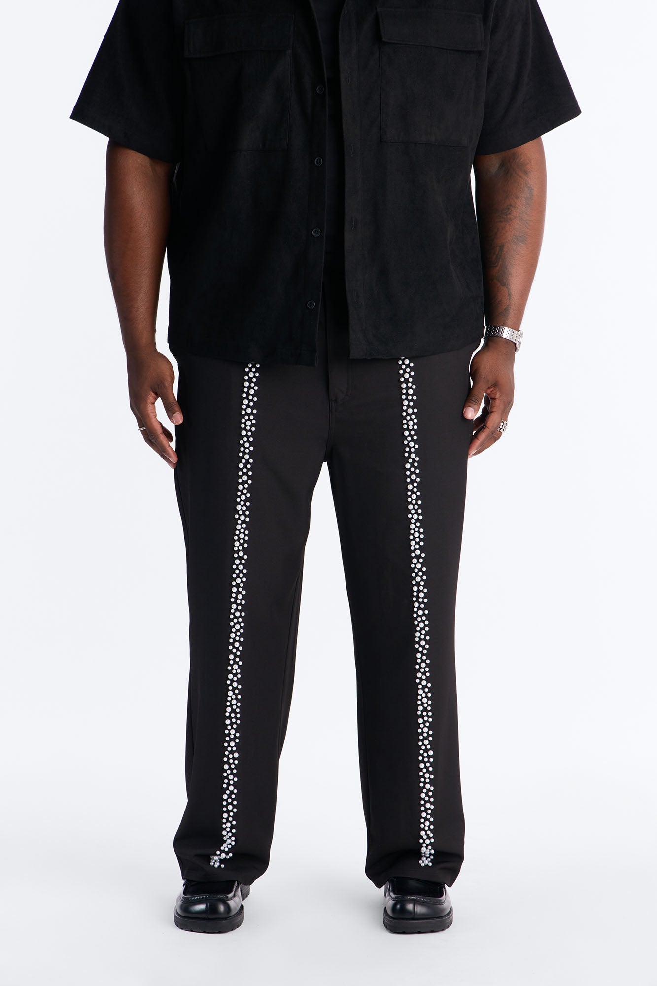 Baggy Pearl Cascade Trouser - Black Fashion Nova