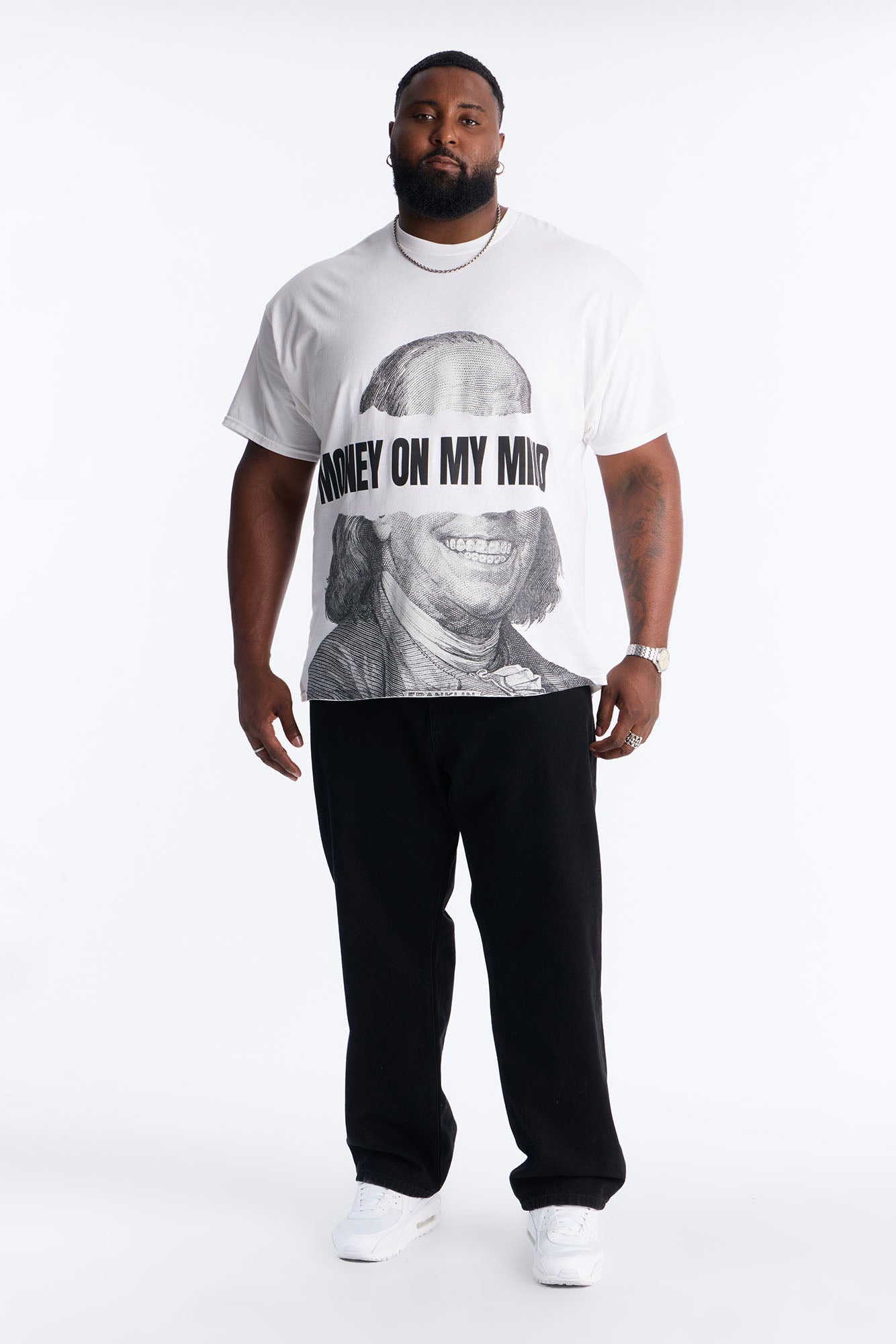 Hustle In My Blood Short Sleeve Tee - White Fashion Nova
