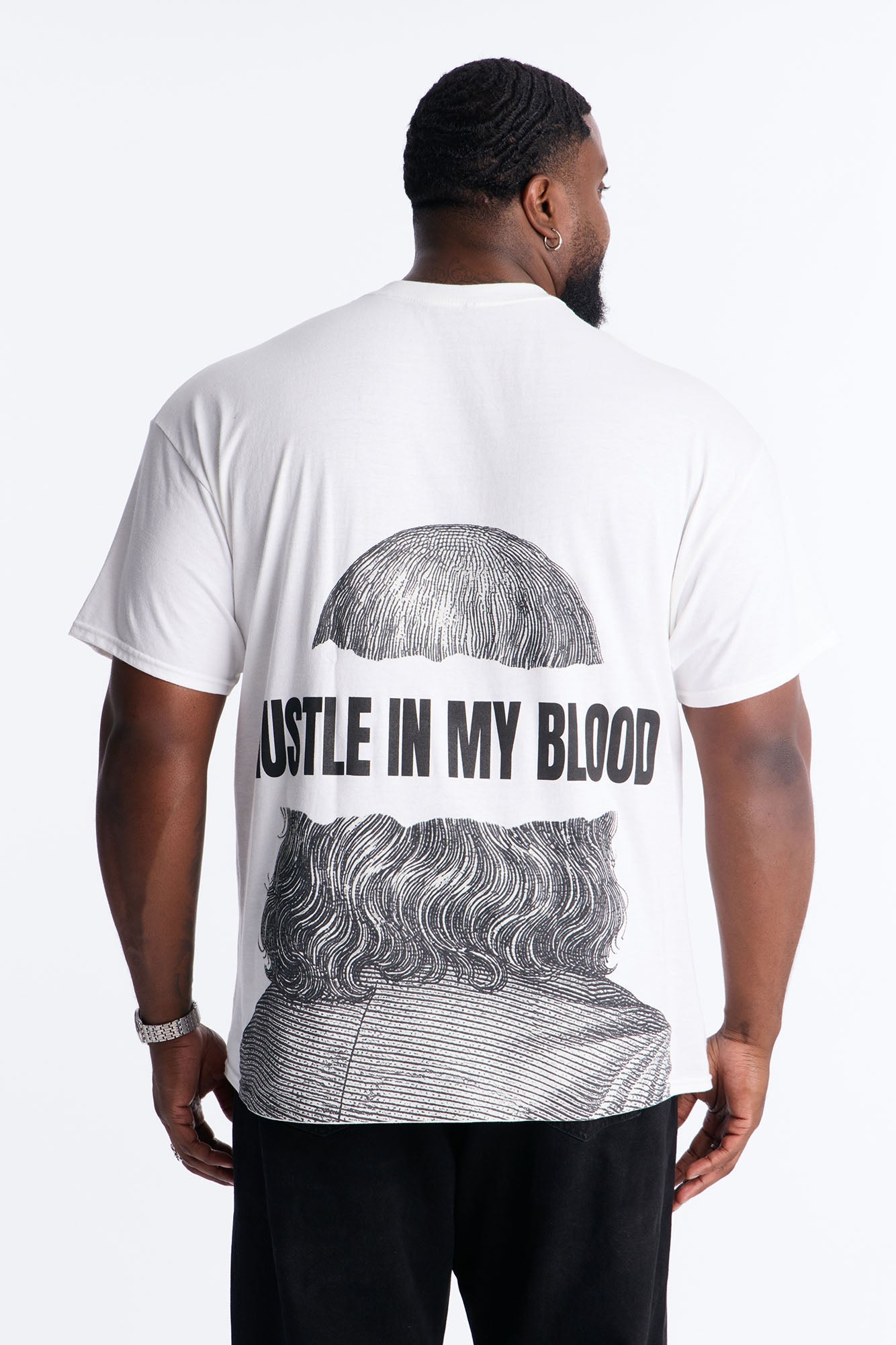 Hustle In My Blood Short Sleeve Tee - White Fashion Nova