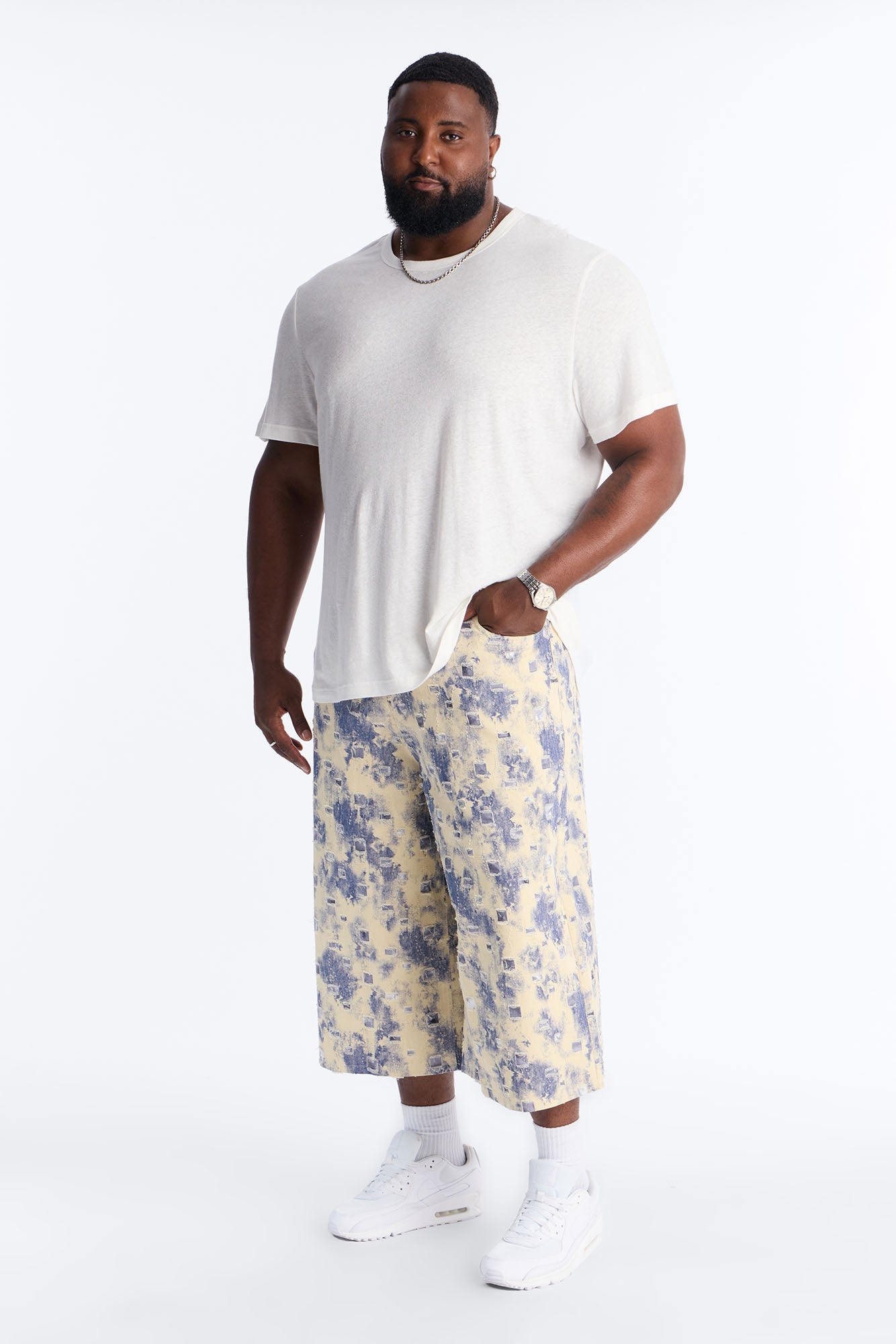 Super Baggy Azure Shred Denim Short - Bleach Blue Wash Fashion Nova