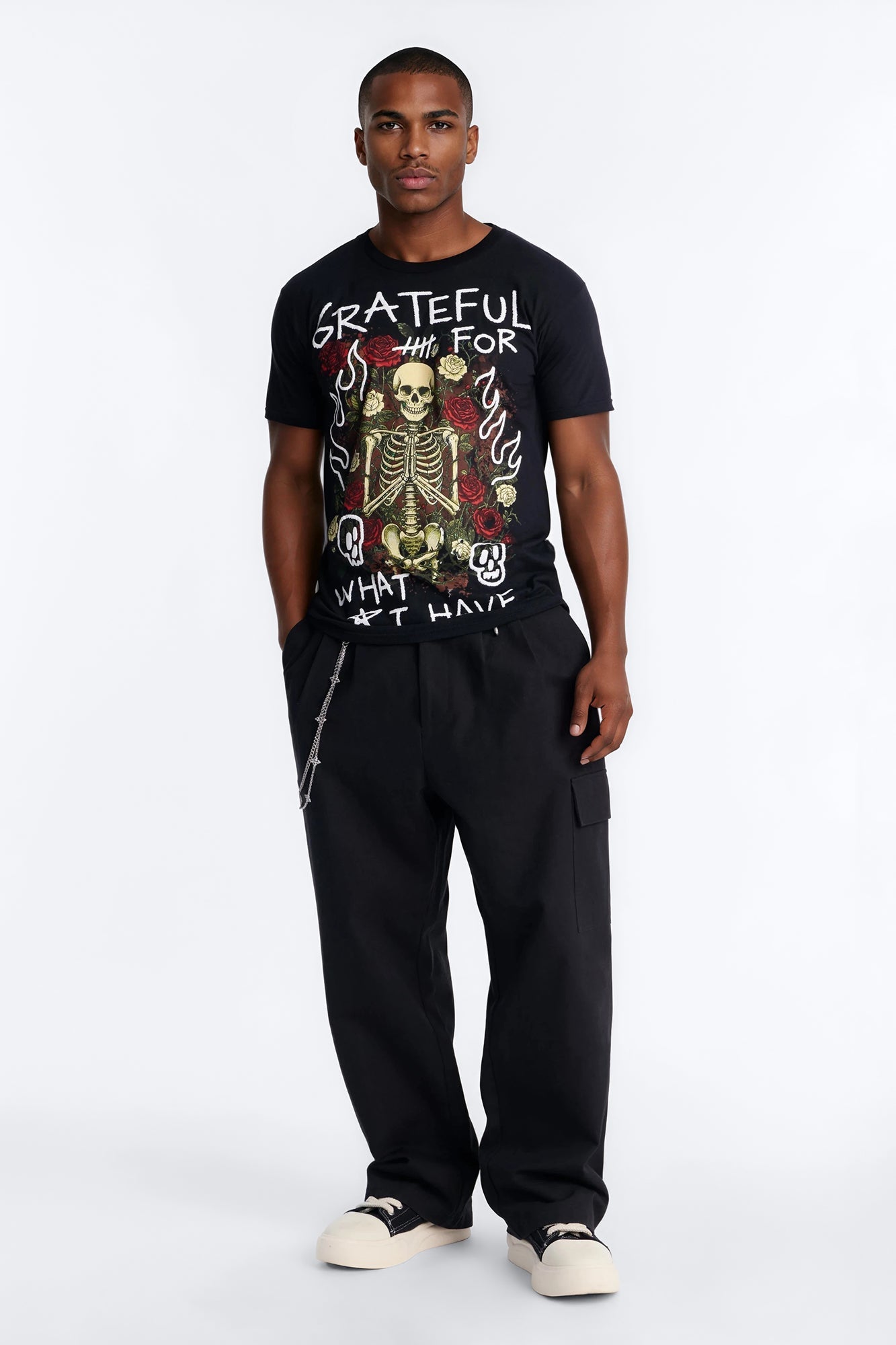 Grateful And Fearless Puff Print Short Sleeve Tee - Black Fashion Nova