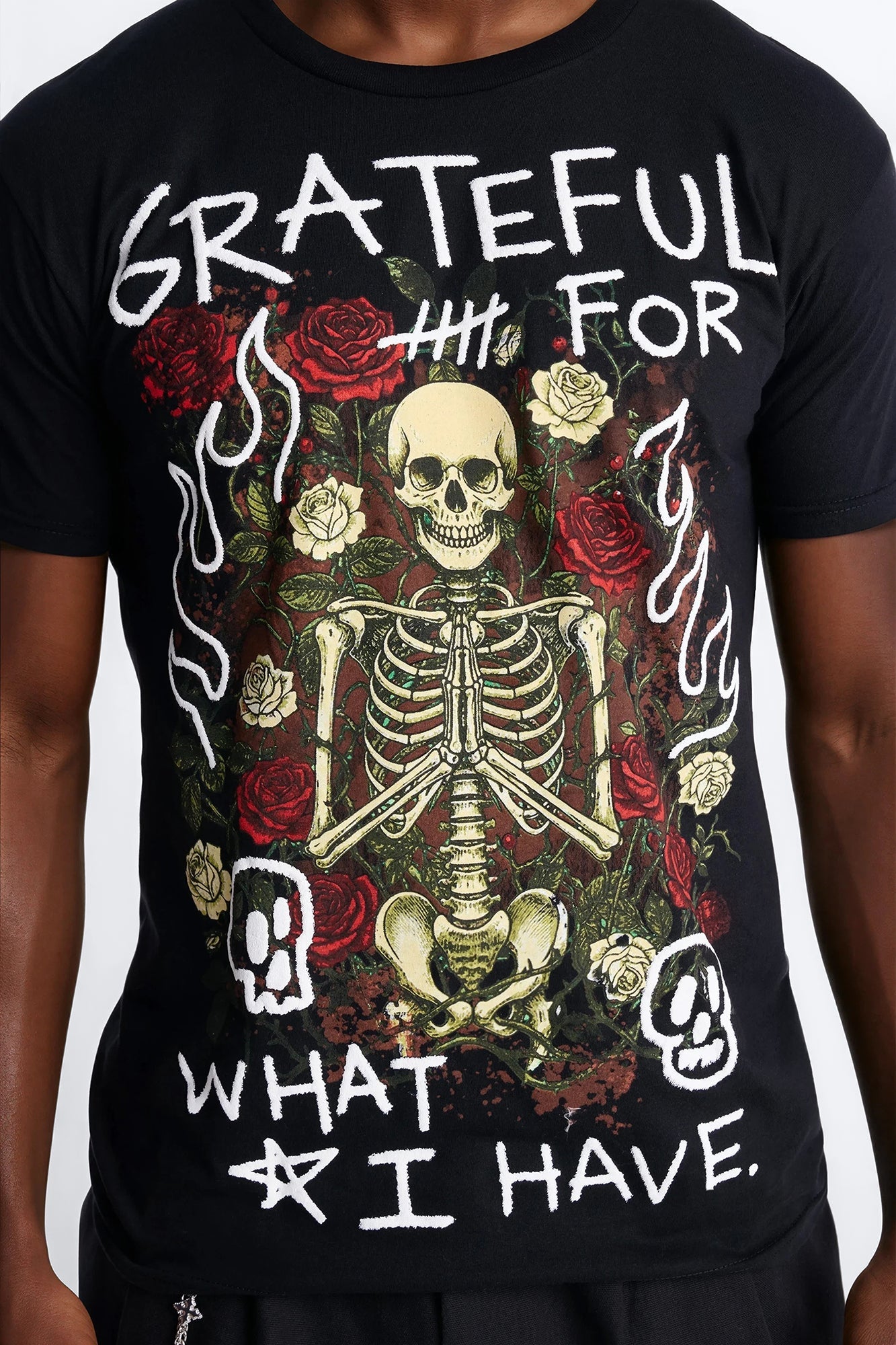 Grateful And Fearless Puff Print Short Sleeve Tee - Black Fashion Nova