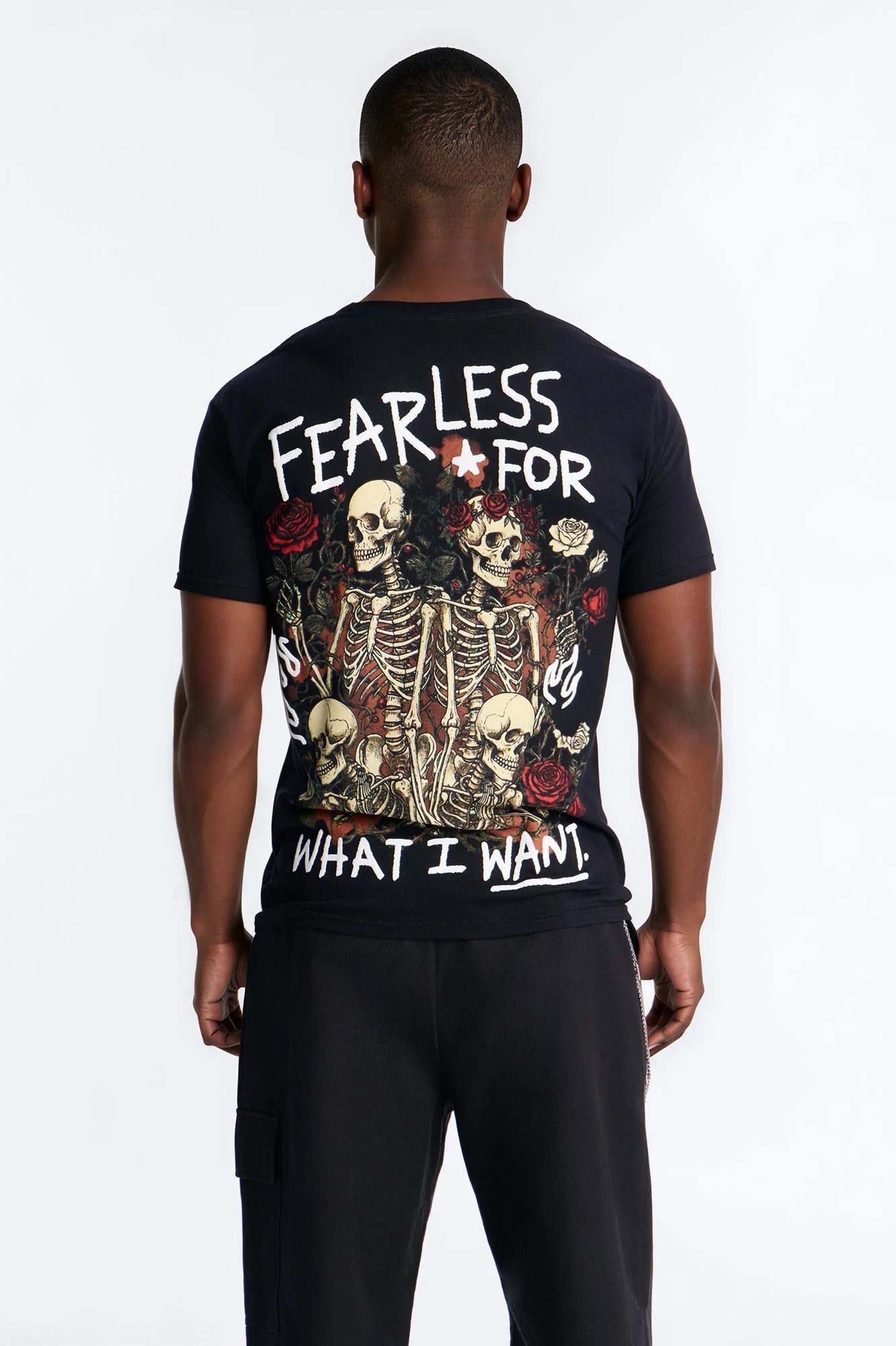 Grateful And Fearless Puff Print Short Sleeve Tee - Black Fashion Nova