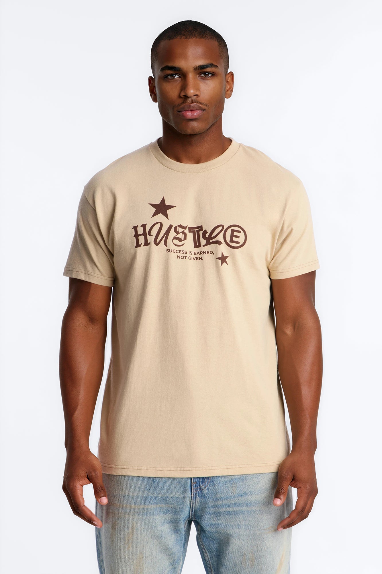 Hustle Mindset Oversized Short Sleeve Tee - Sand Fashion Nova