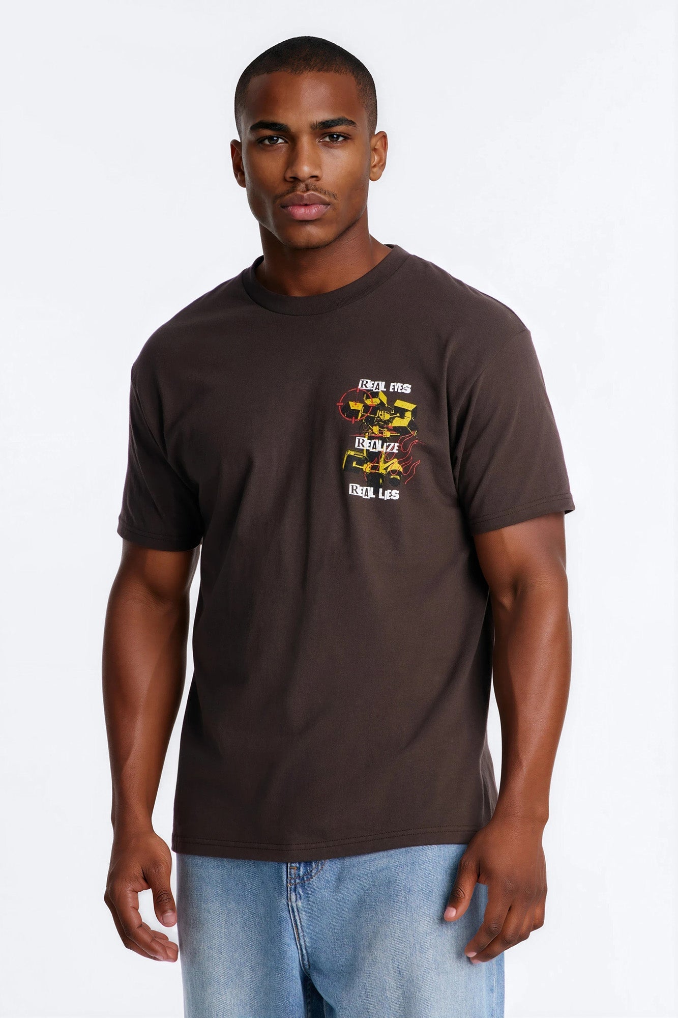 Realize Real Lies Oversized Short Sleeve Tee - Chocolate Fashion Nova