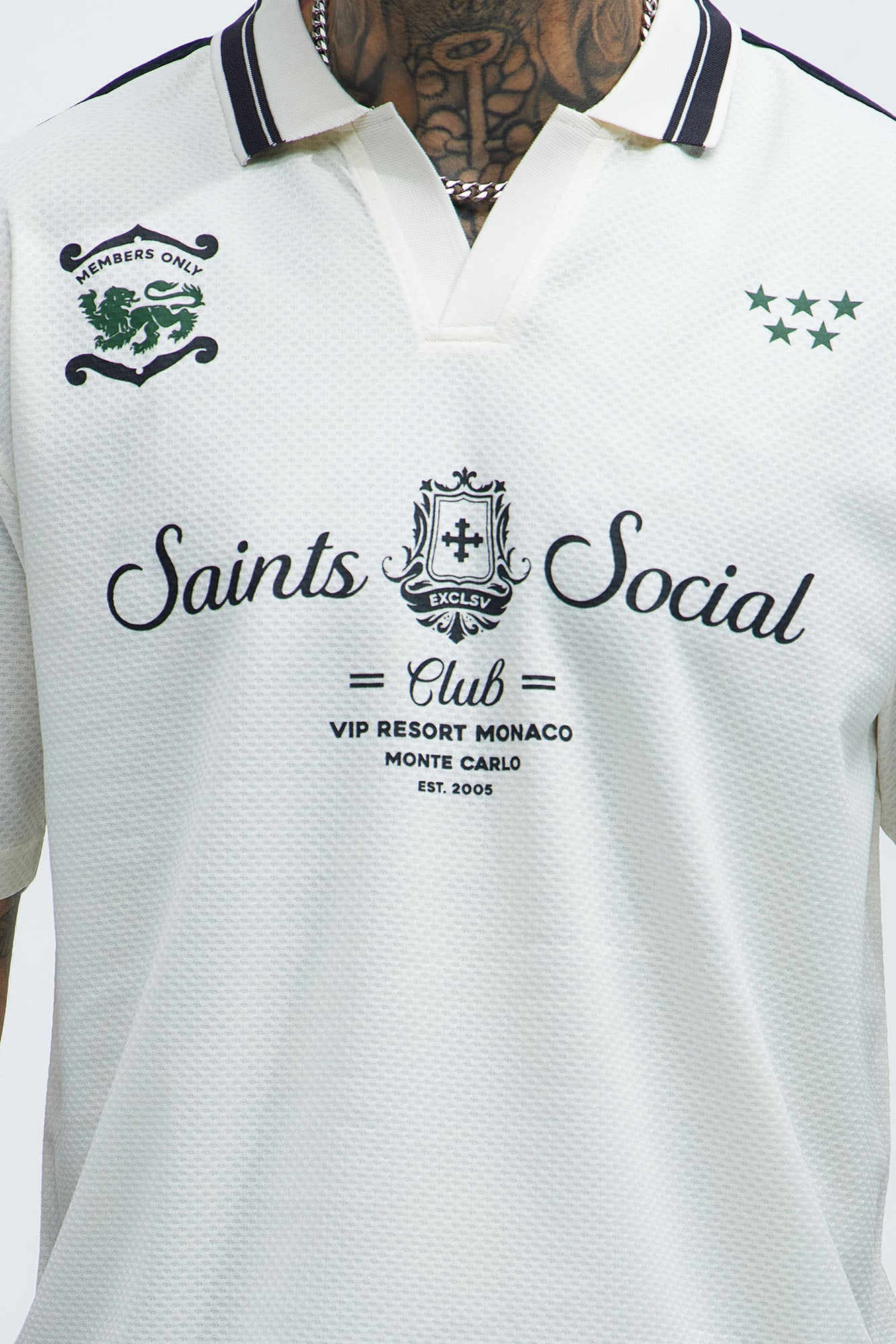 Saints Social Johnny Collar Soccer Jersey - Off White Fashion Nova