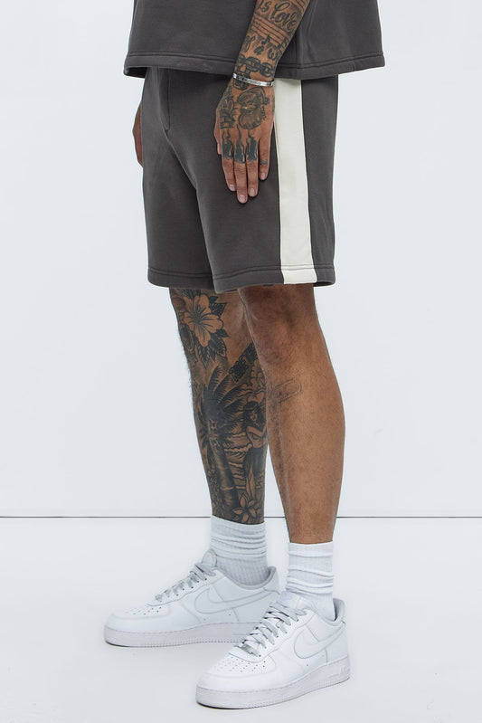Tyson Oversized Heavyweight Striped Shorts - Olive Fashion Nova