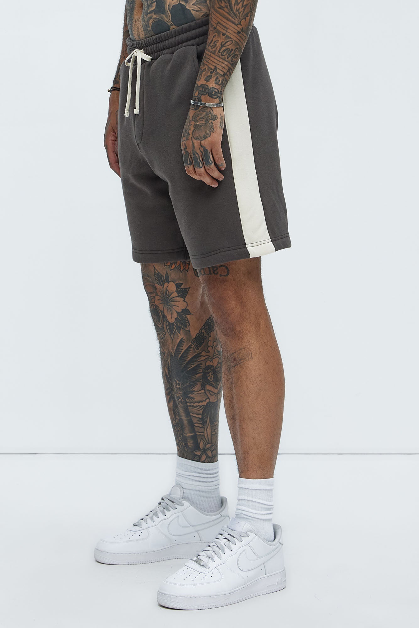 Tyson Oversized Heavyweight Striped Shorts - Olive Fashion Nova