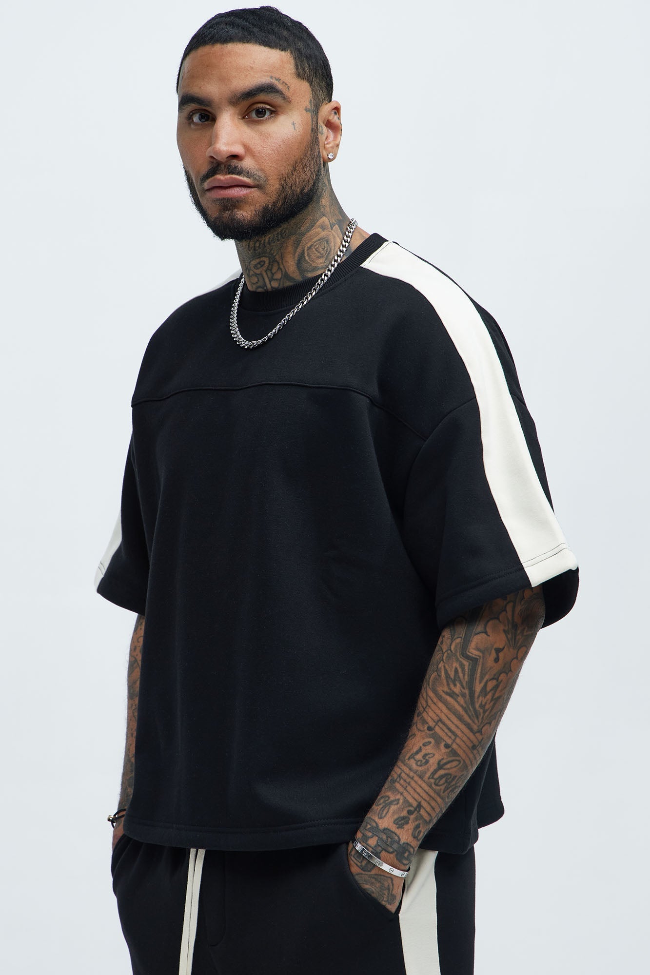 Tyson Oversized Heavyweight Striped Tee - Black Fashion Nova