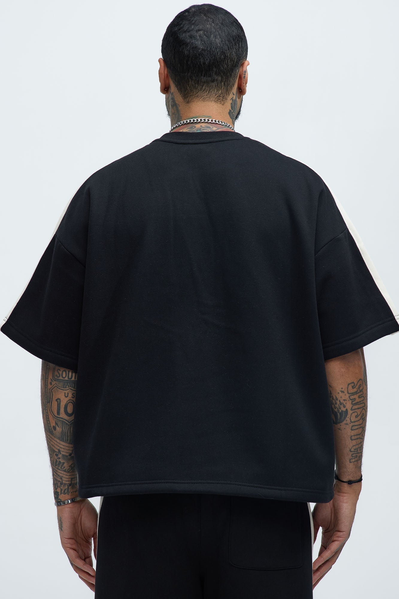 Tyson Oversized Heavyweight Striped Tee - Black Fashion Nova