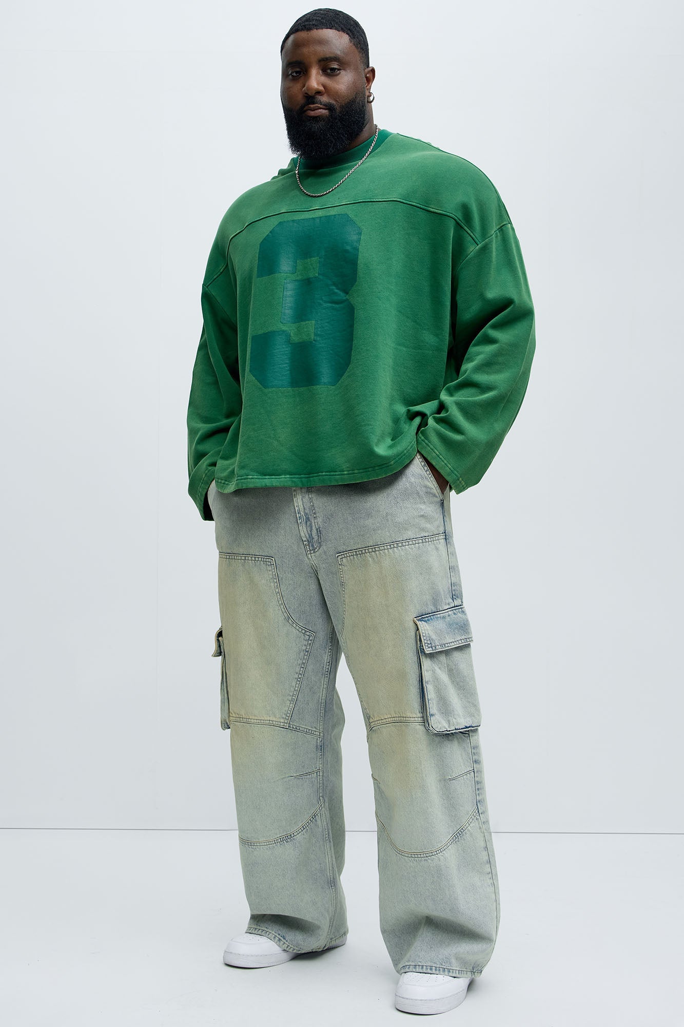 Kyle Long Sleeve Oversized Tee - Green Fashion Nova