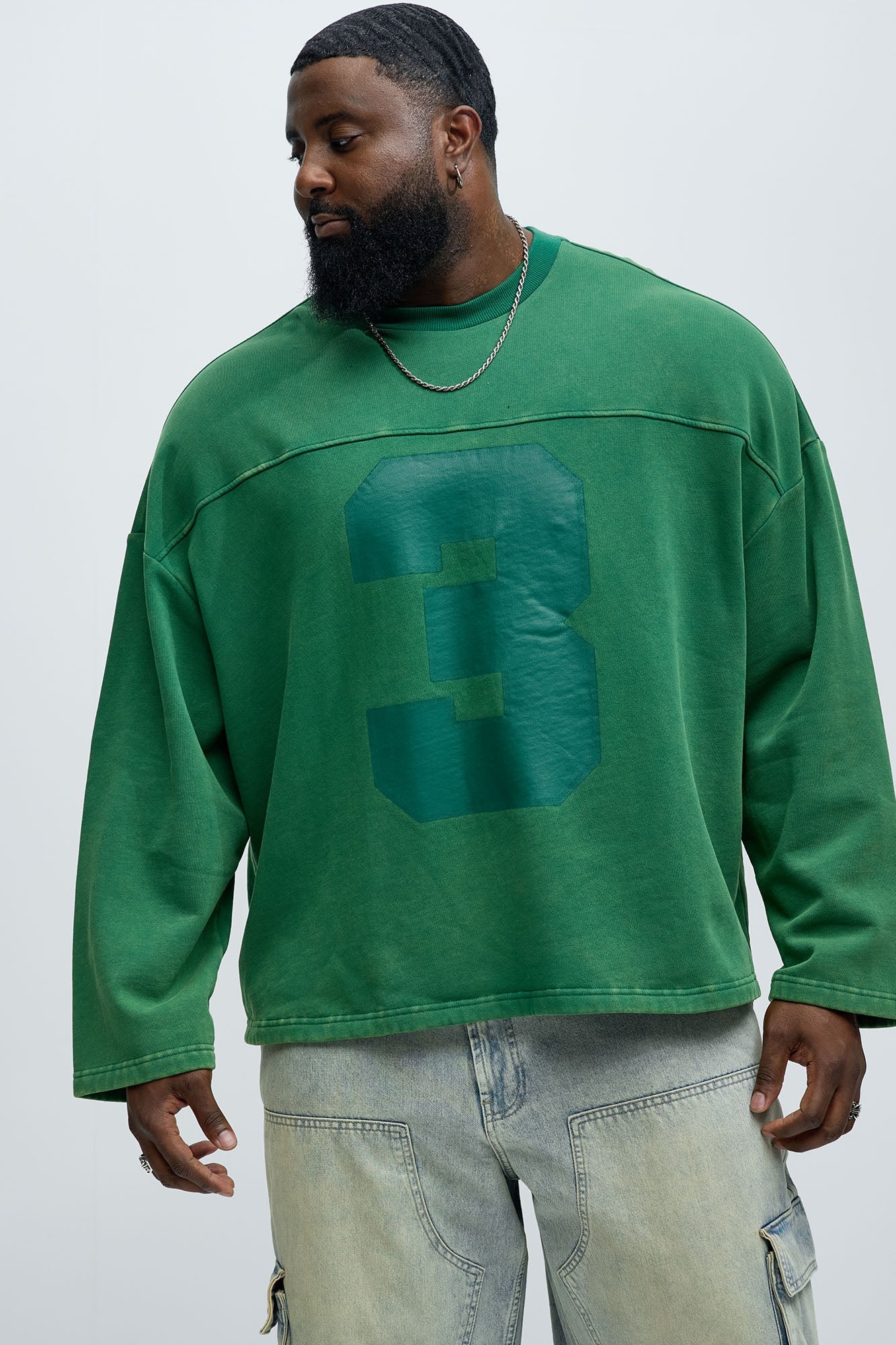 Kyle Long Sleeve Oversized Tee - Green Fashion Nova
