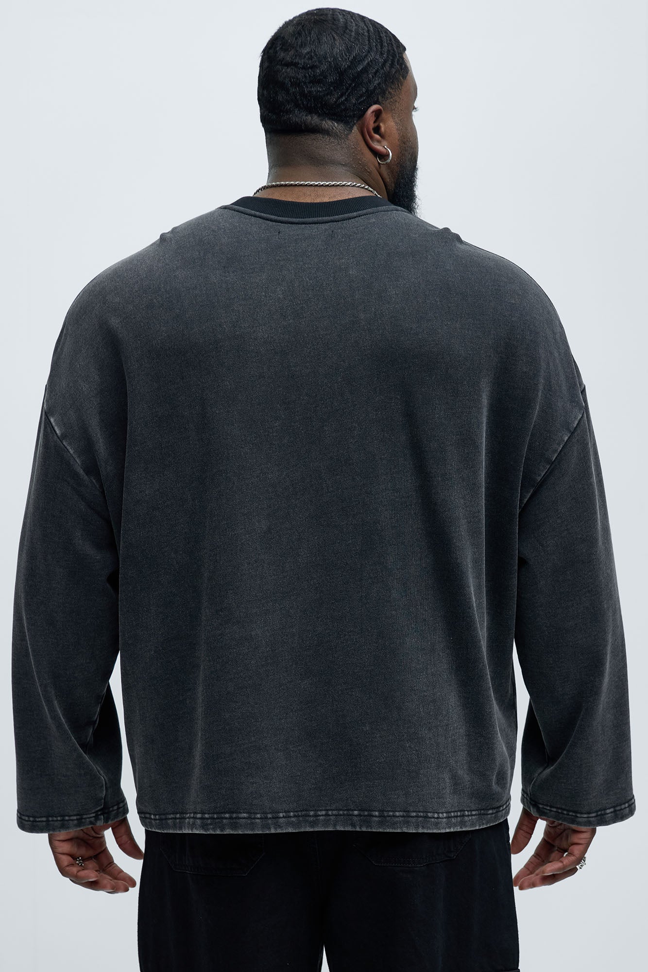 Kyle Long Sleeve Oversized Tee - Black Wash Fashion Nova