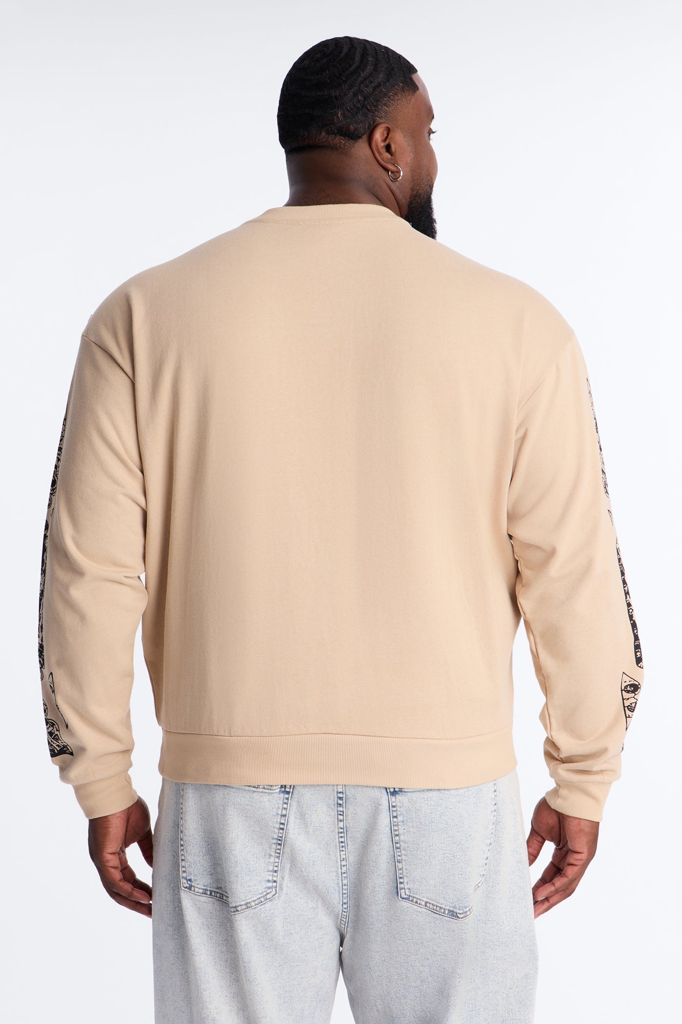 Saint Message Patched Crewneck Sweatshirt - Taupe Fashion Nova