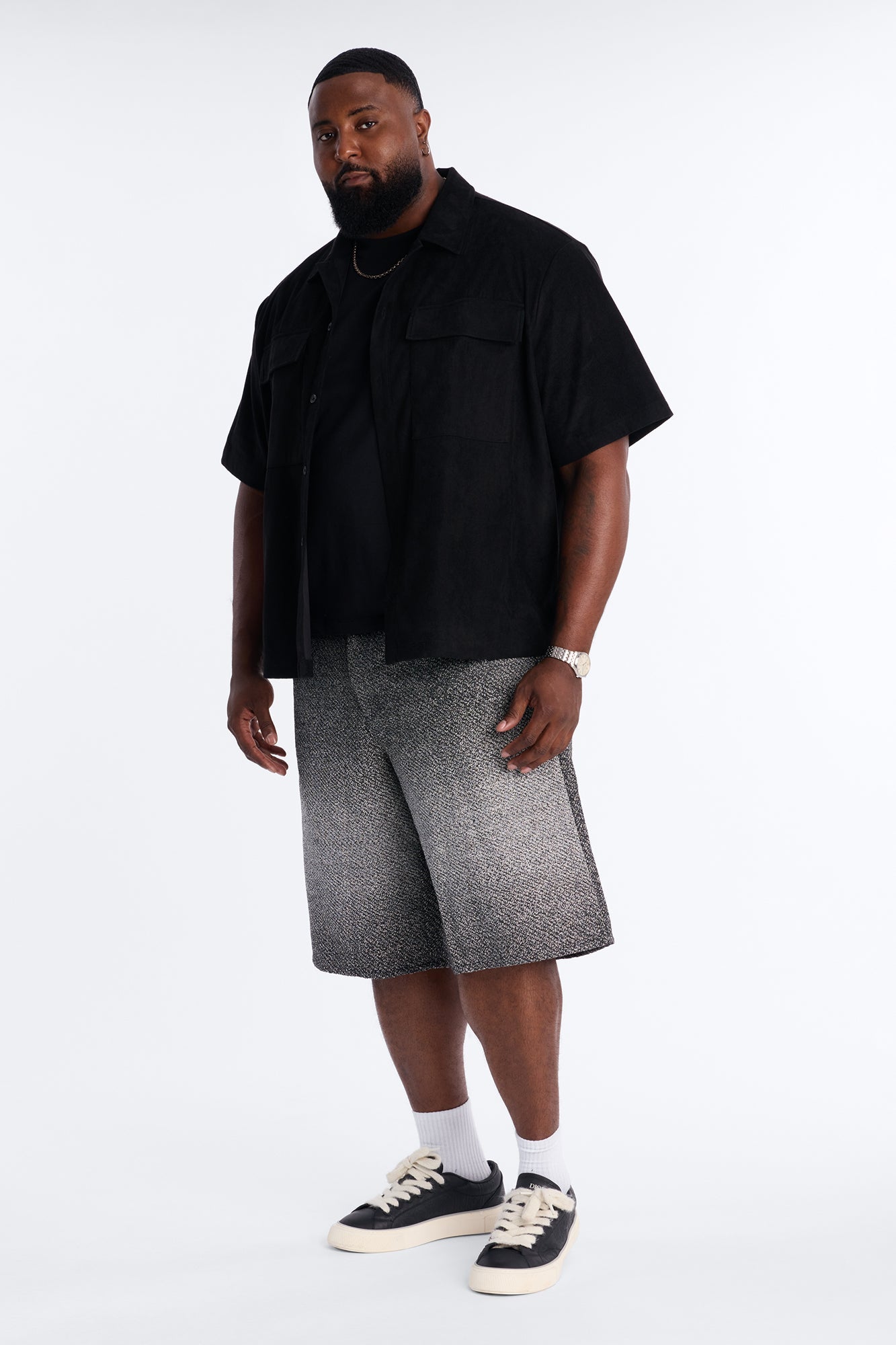 Baggy Tapestry Denim Short - Grey Fashion Nova