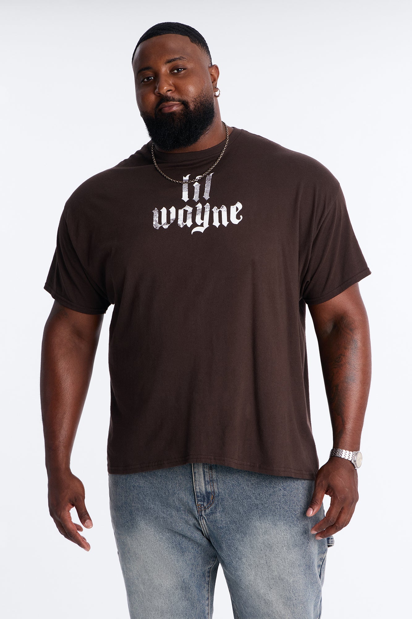 Lil Wayne Flames Graphic Short Sleeve Tee - Brown Fashion Nova