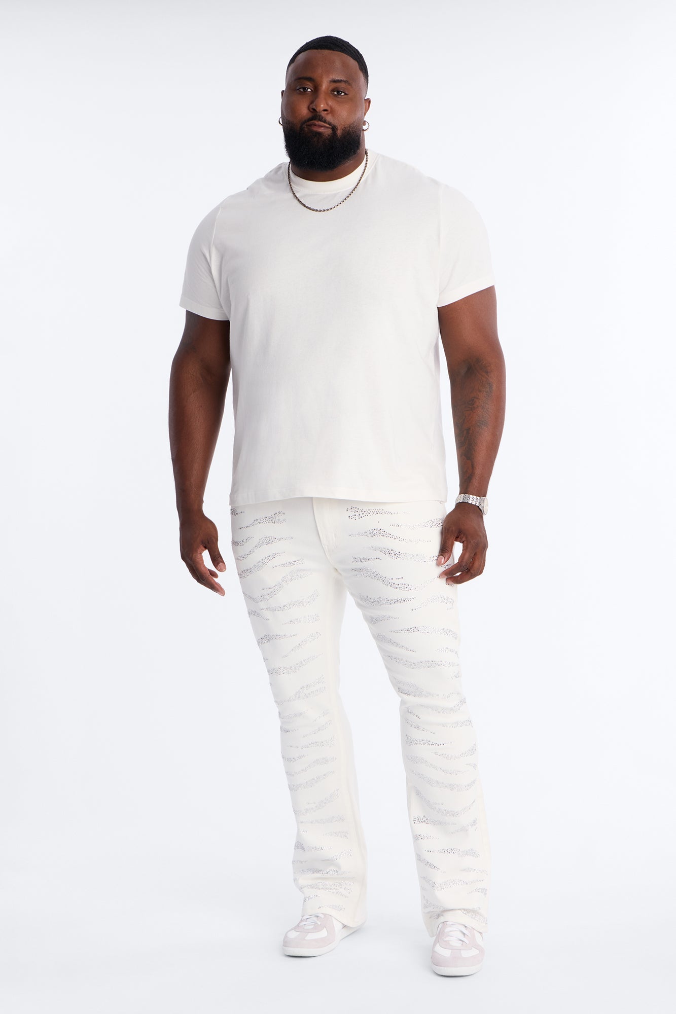 Stacked Skinny Flare Electric Prowl Jean - White Fashion Nova