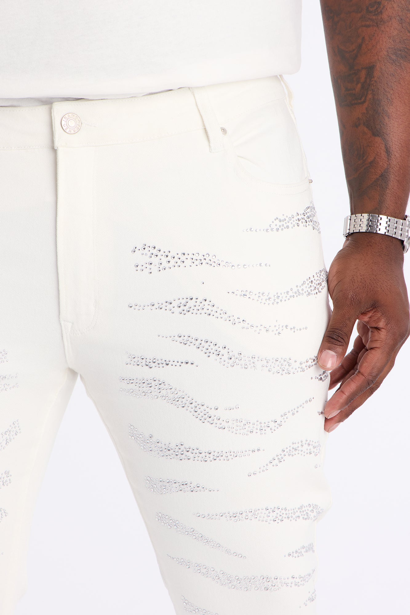 Stacked Skinny Flare Electric Prowl Jean - White Fashion Nova