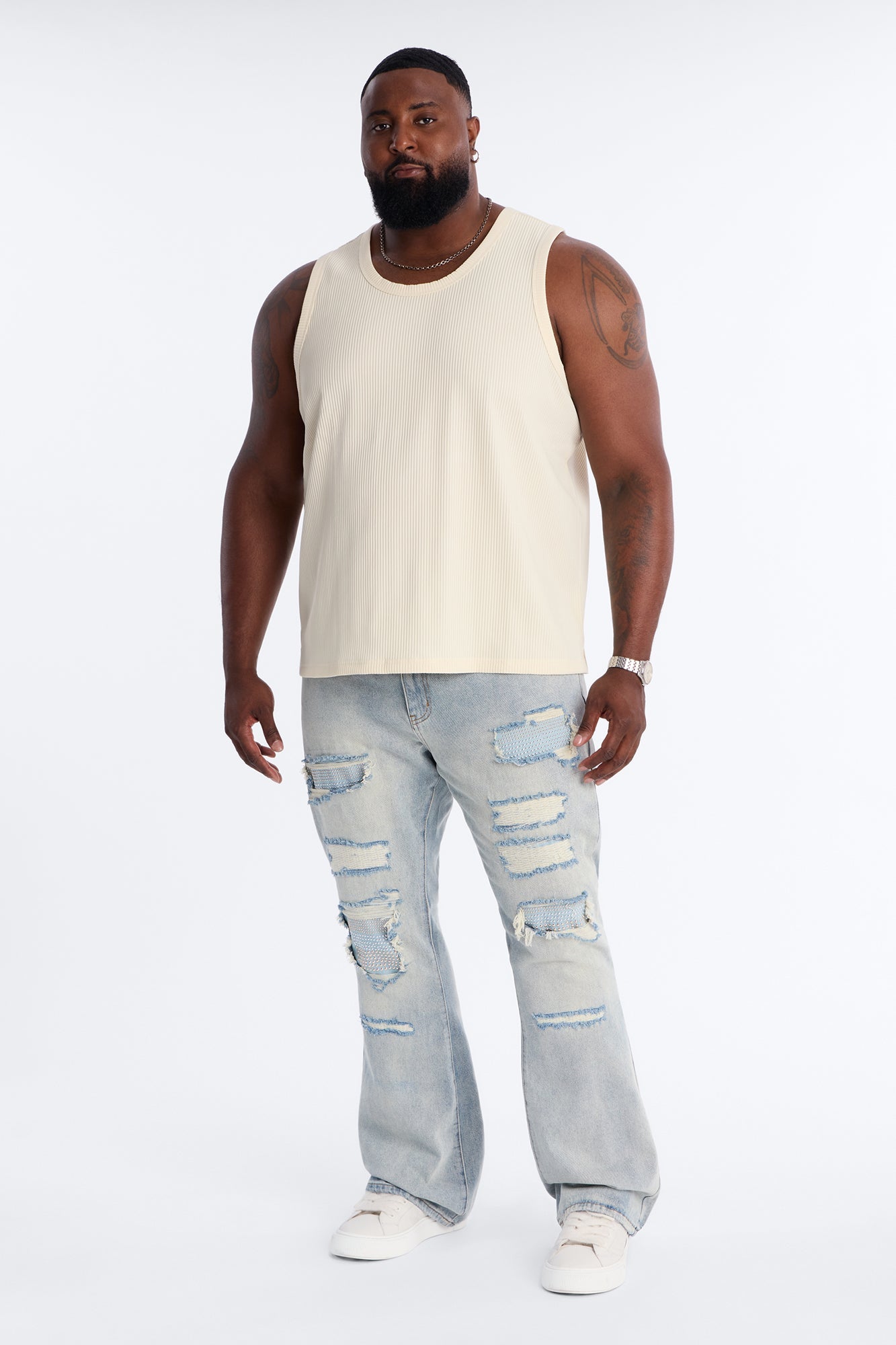 Stacked Slim Flare Stud Havoc Jean - Light Wash Fashion Nova