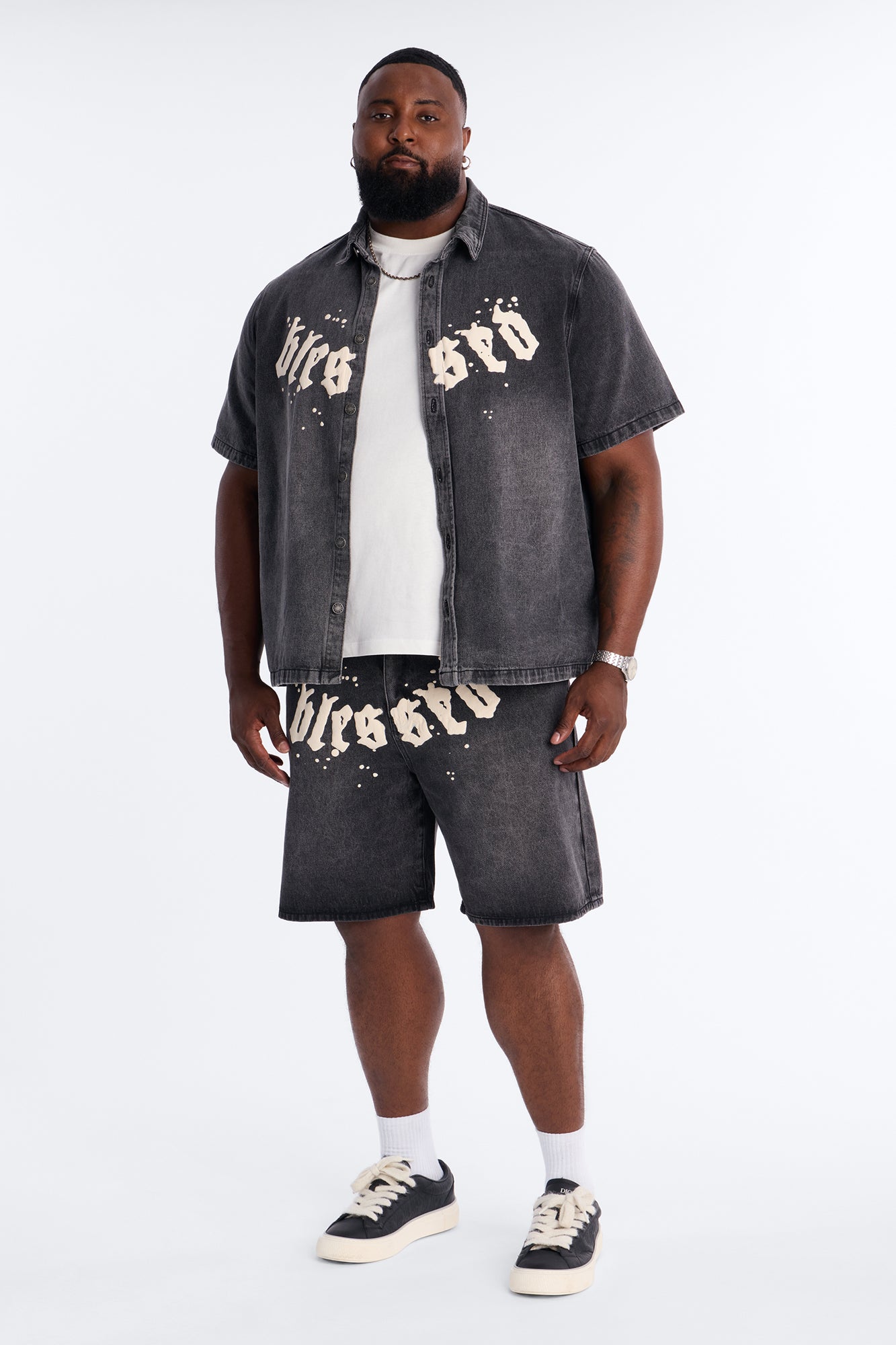 Been Blessed Denim Button Up Shirt - Black Wash Fashion Nova