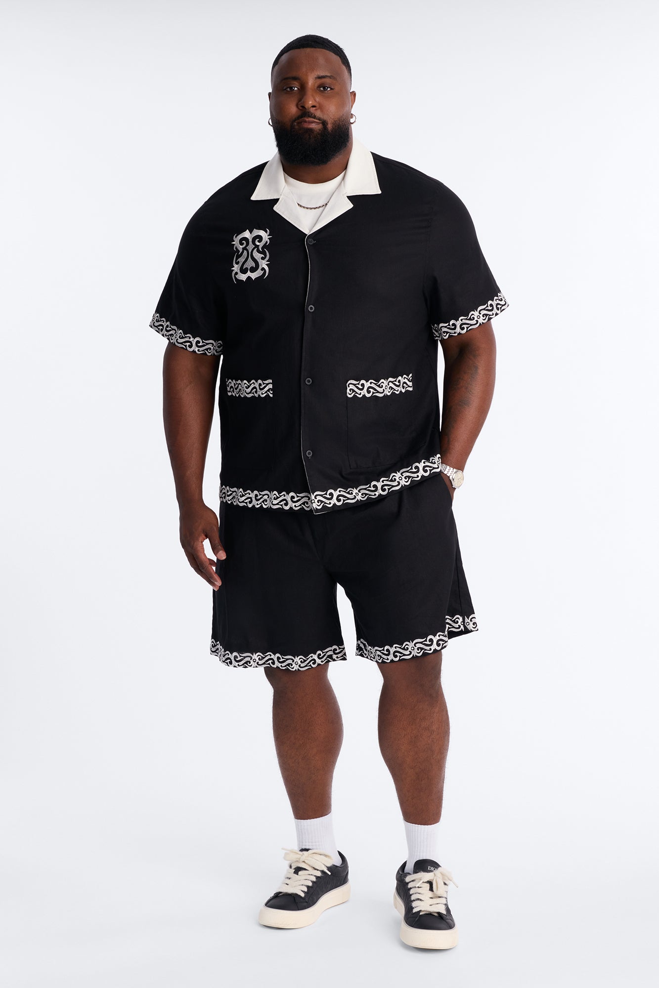 Coastal Isla Cuban Button Up Shirt - Black Fashion Nova