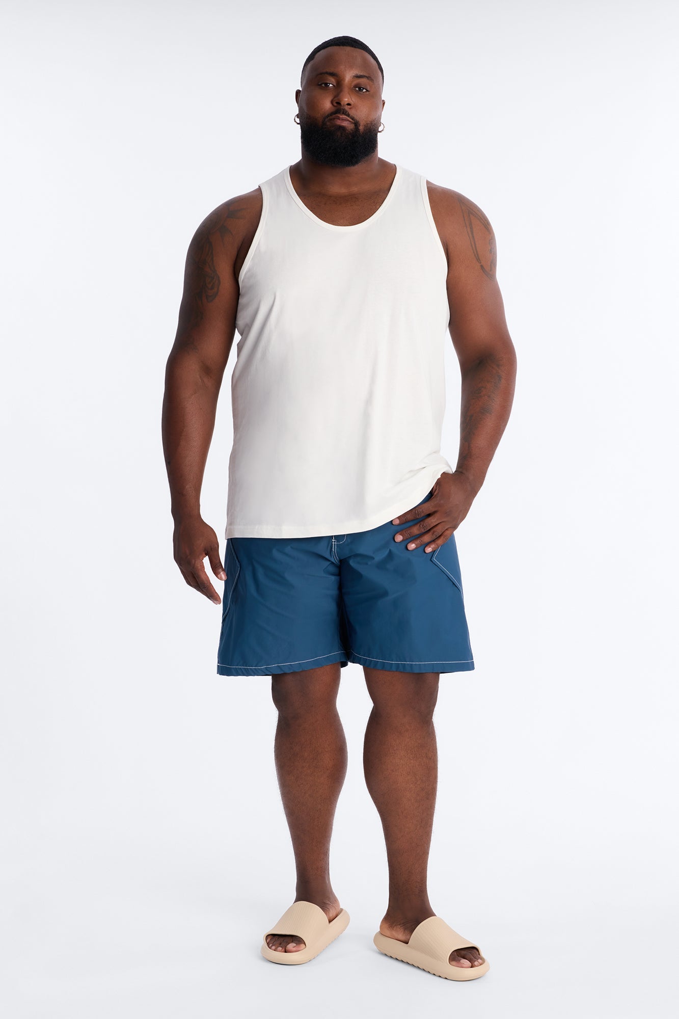 Relaxed Diamond Appeal Contrast Thread Short - Blue Fashion Nova