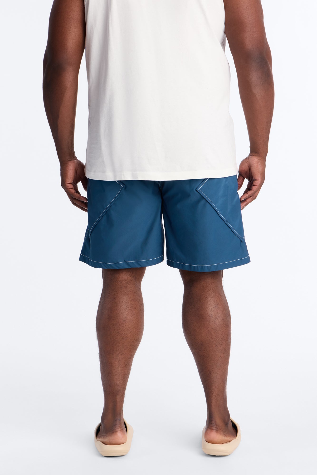 Relaxed Diamond Appeal Contrast Thread Short - Blue Fashion Nova