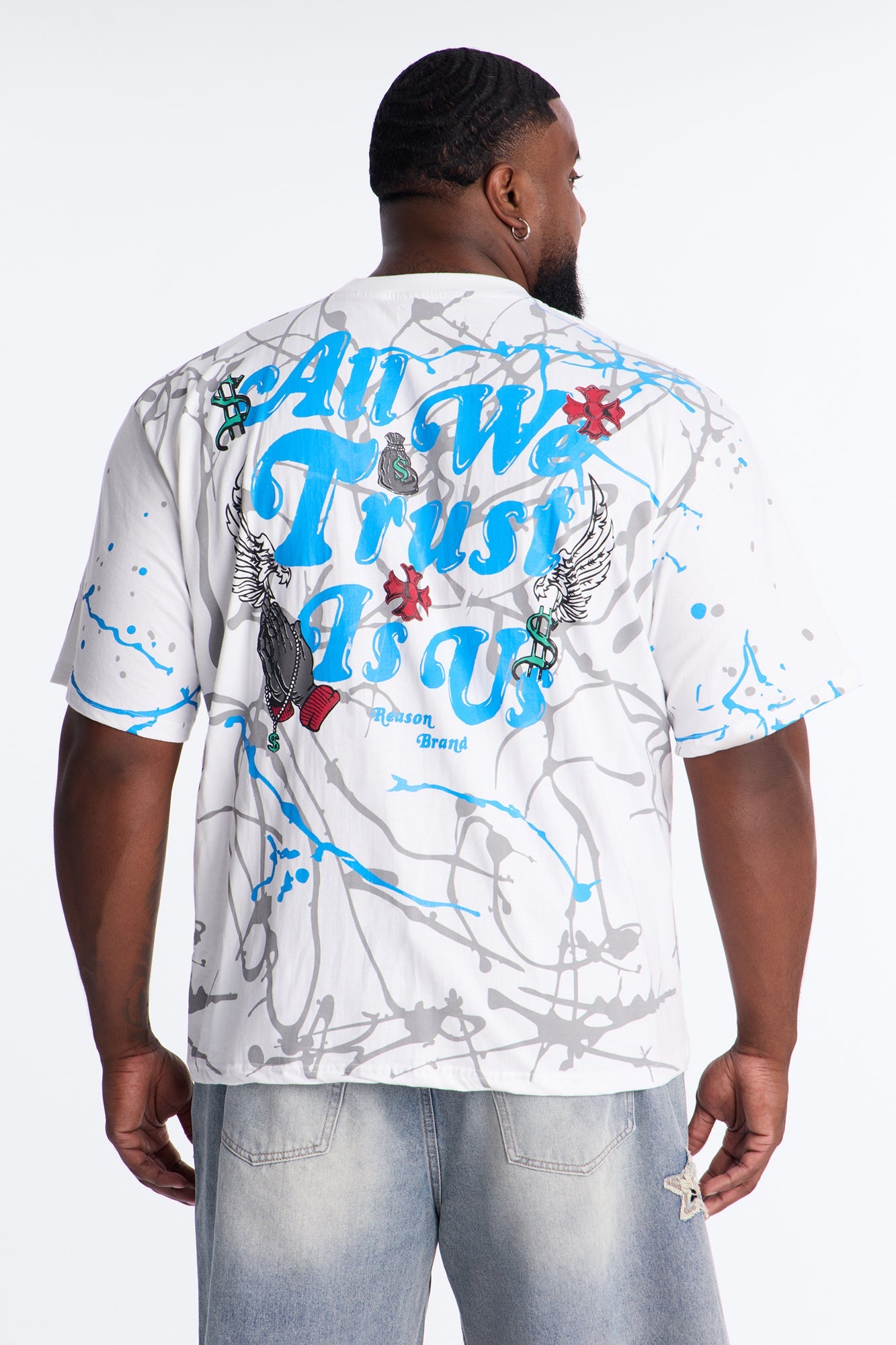 All We Trust Is Money Short Sleeve Tee - White Fashion Nova