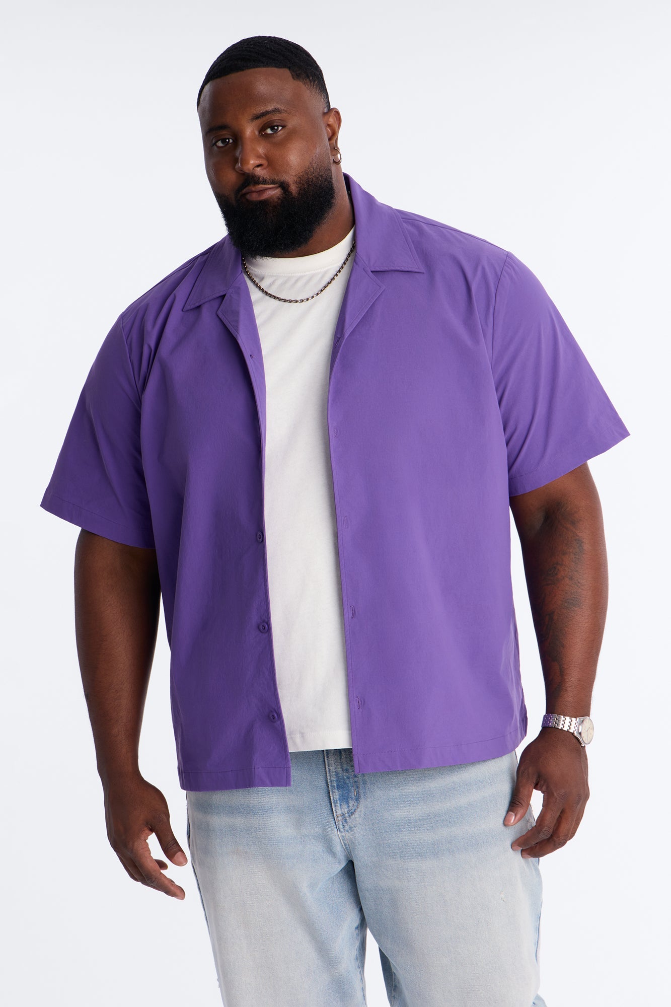 Montez Cuban Collar Button Up Shirt - Purple Fashion Nova