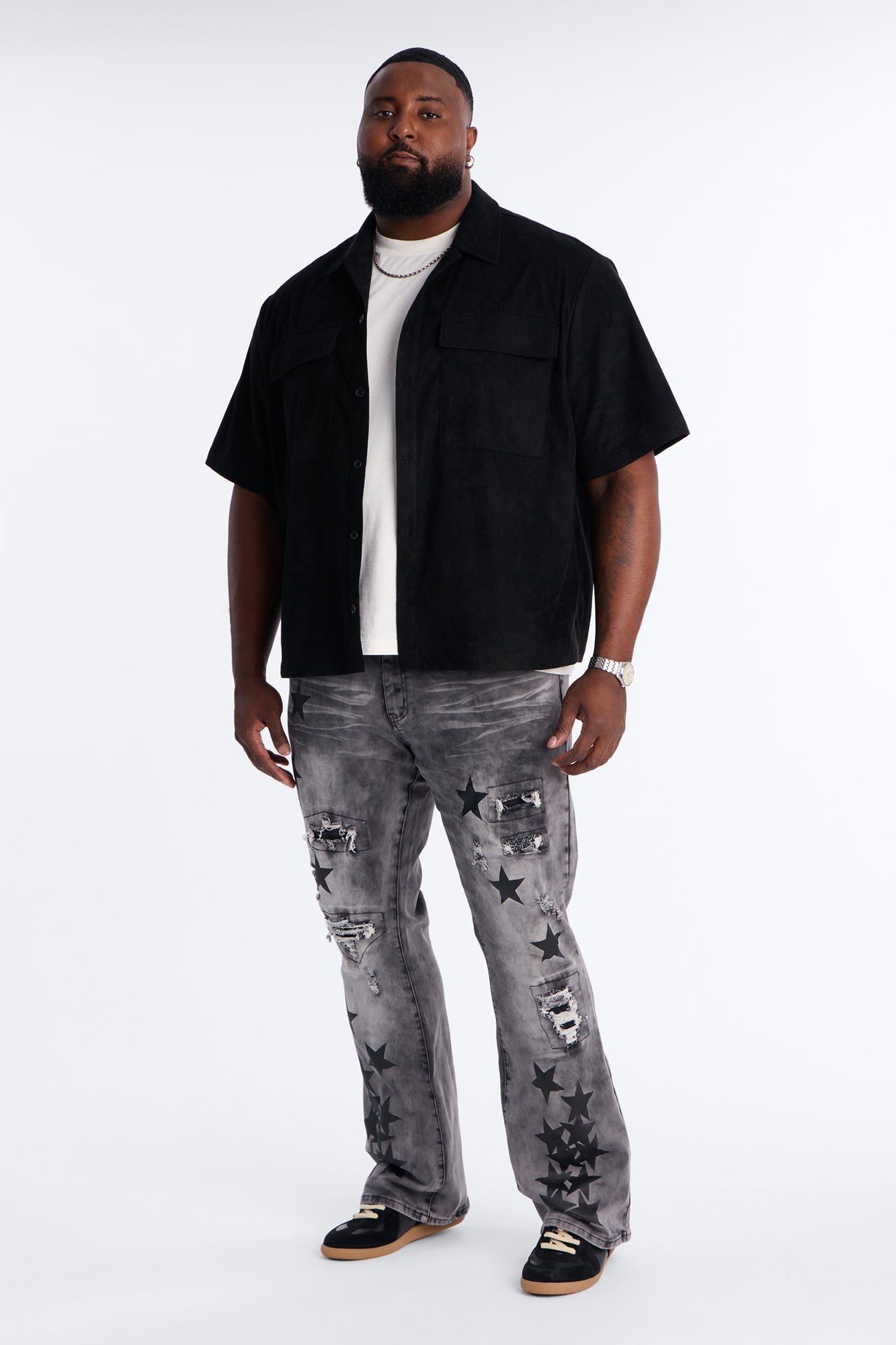 Stacked Skinny Flare Cosmo Jean - Black Wash Fashion Nova