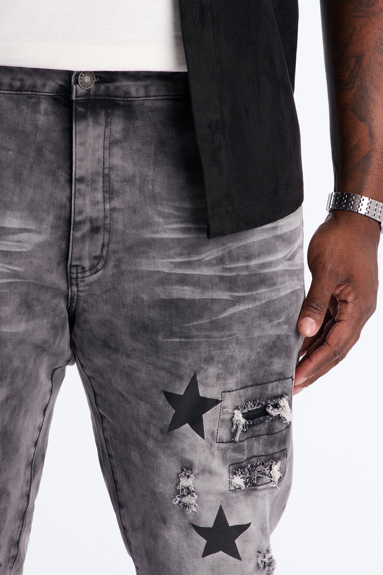 Stacked Skinny Flare Cosmo Jean - Black Wash Fashion Nova