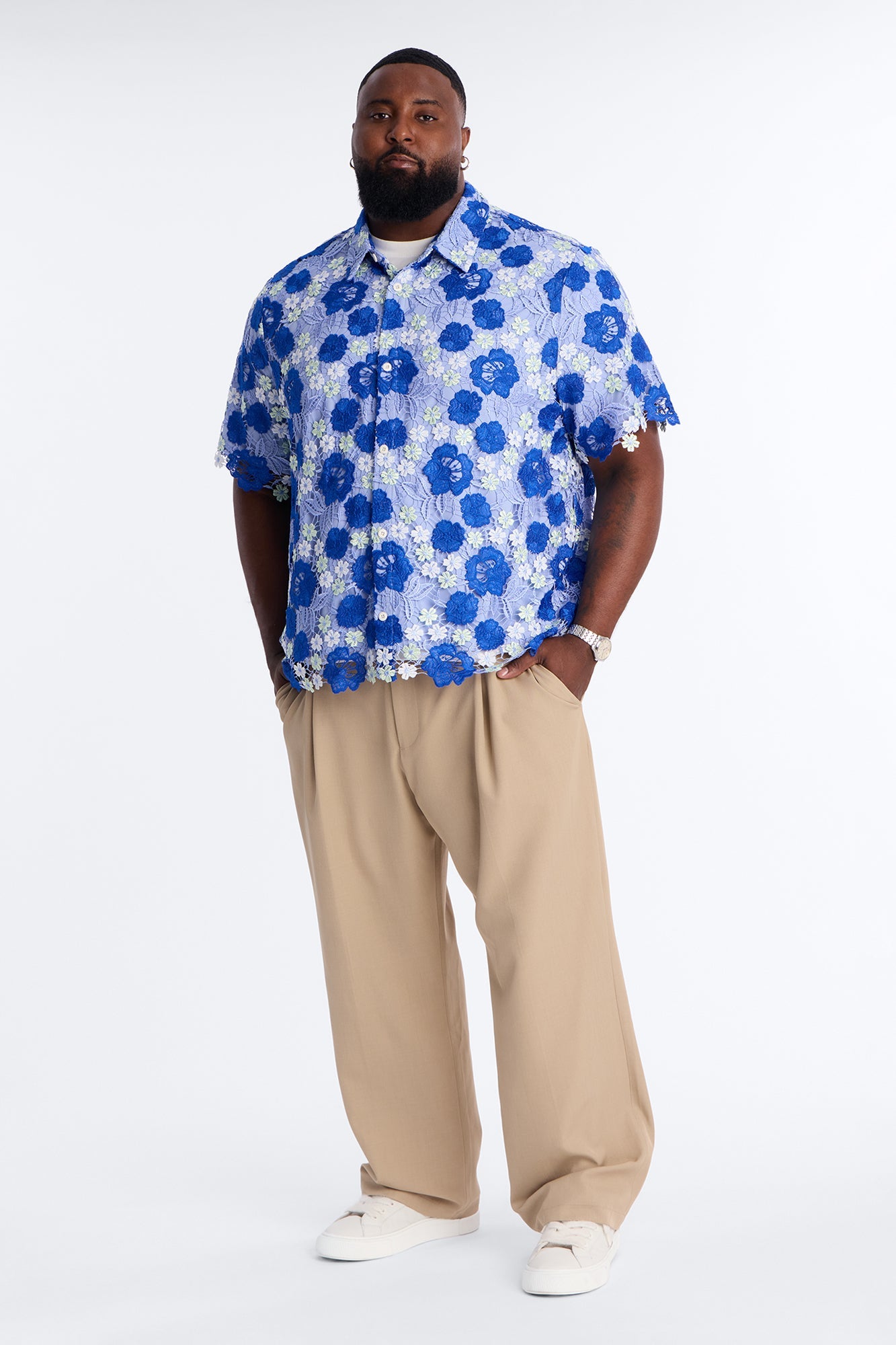 Relaxed Paradise Field Button Up Shirt - Blue Fashion Nova
