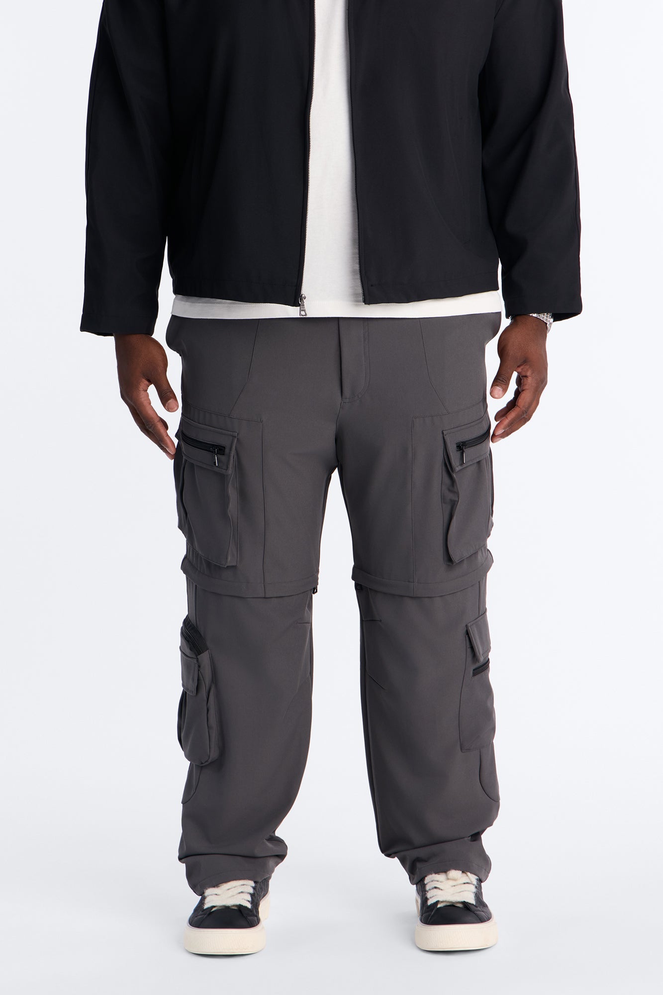 Straight Convertible Turning Point Utility Cargo Pant - Grey Fashion Nova