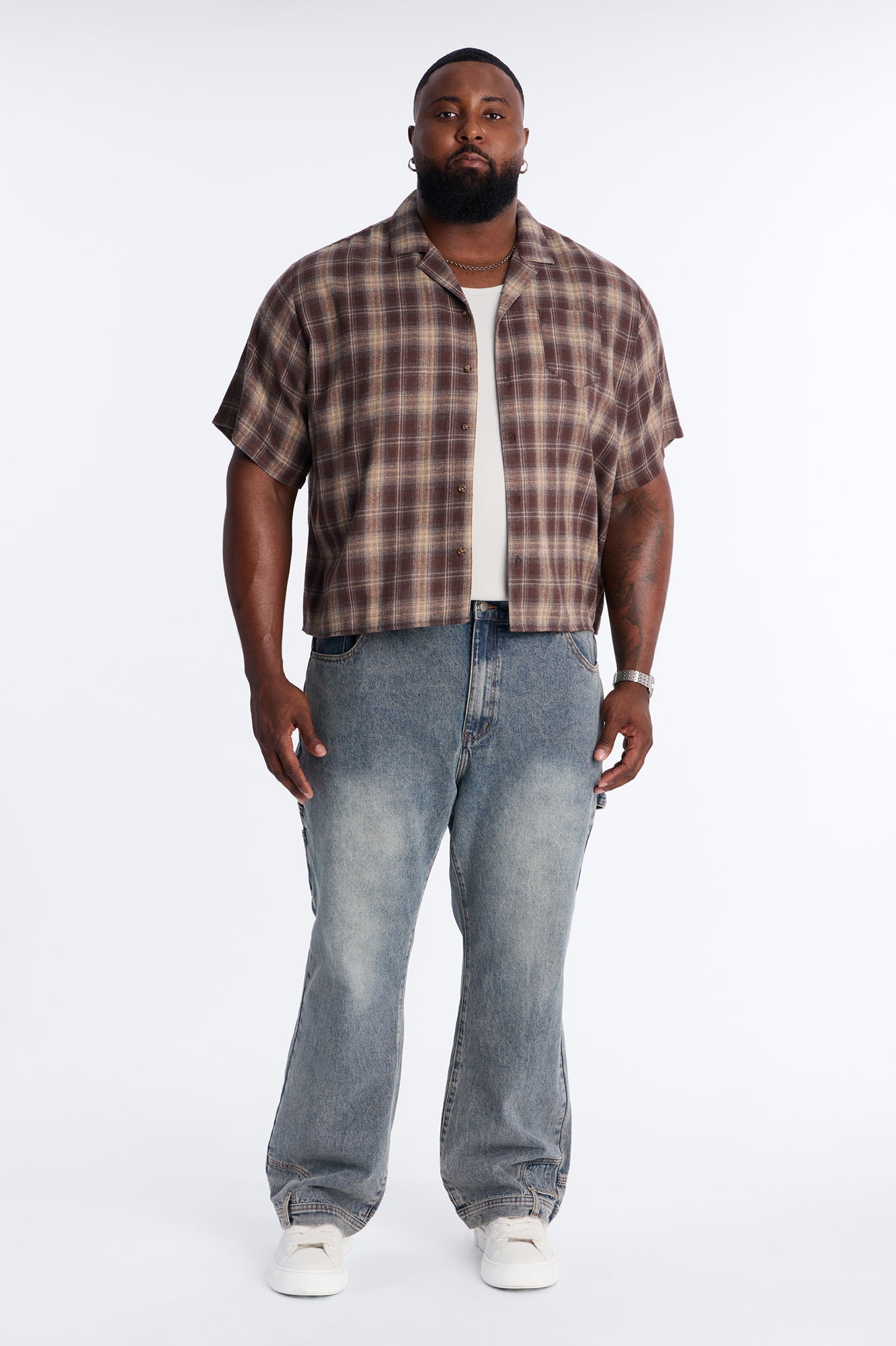 Your Weekend Plaid Cuban Collar Button Up Shirt - Brown Fashion Nova