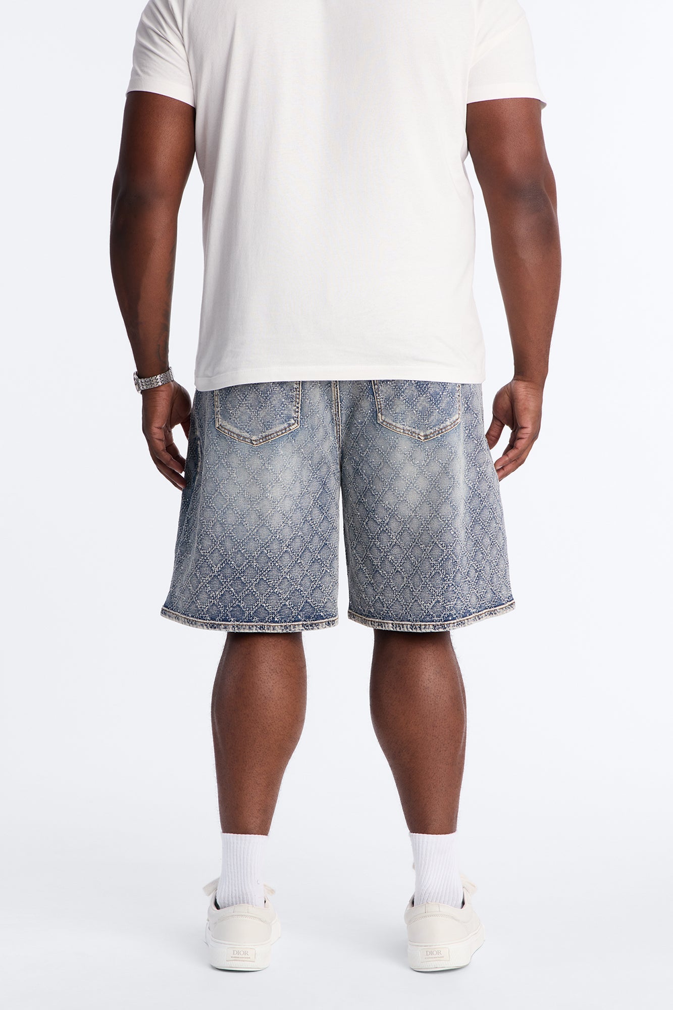 I Be Jeweled Relaxed Denim Short - Light Blue Wash Fashion Nova