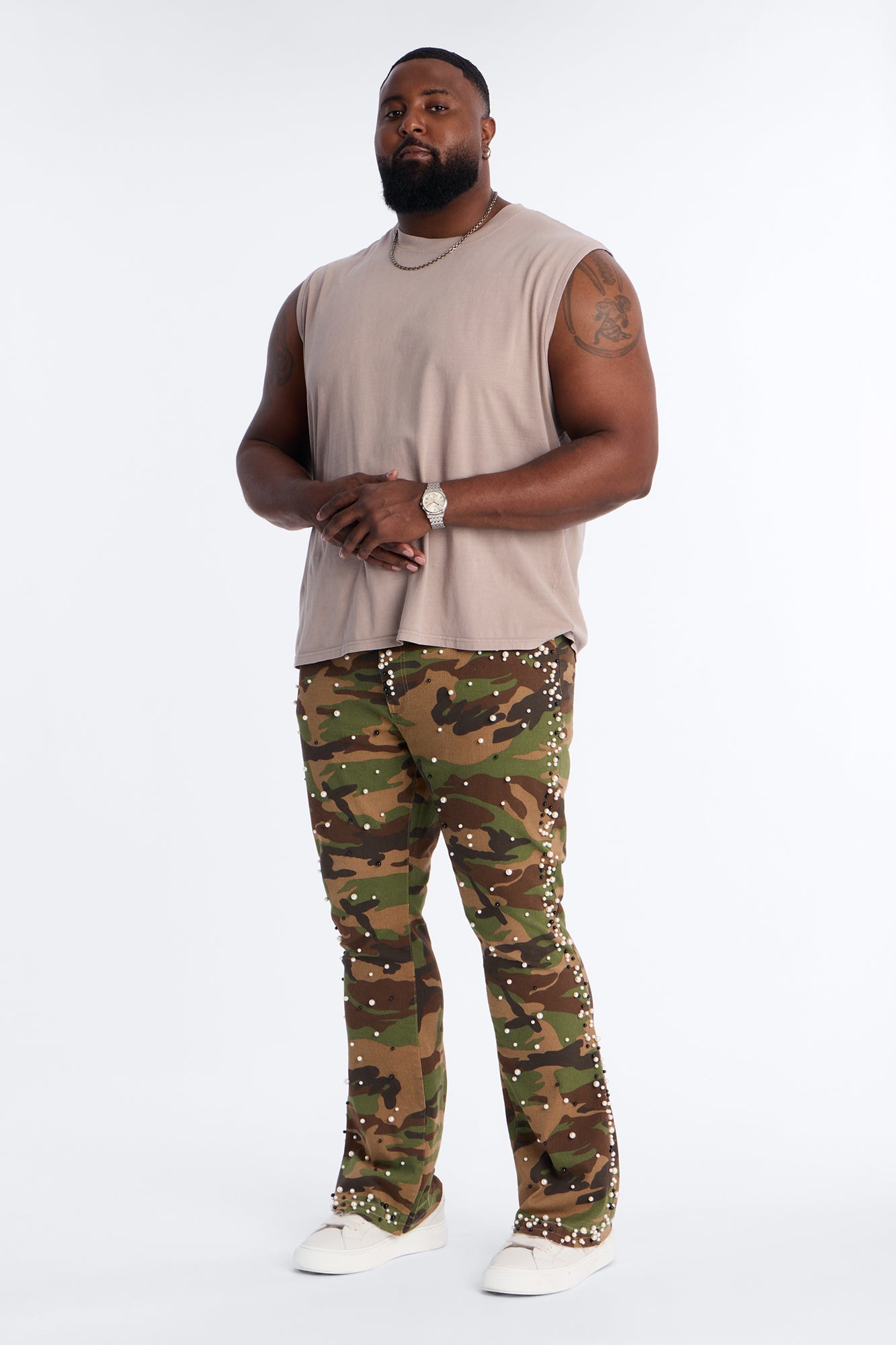Stacked Skinny Flare Pearl Camo Jean - Camouflage Fashion Nova