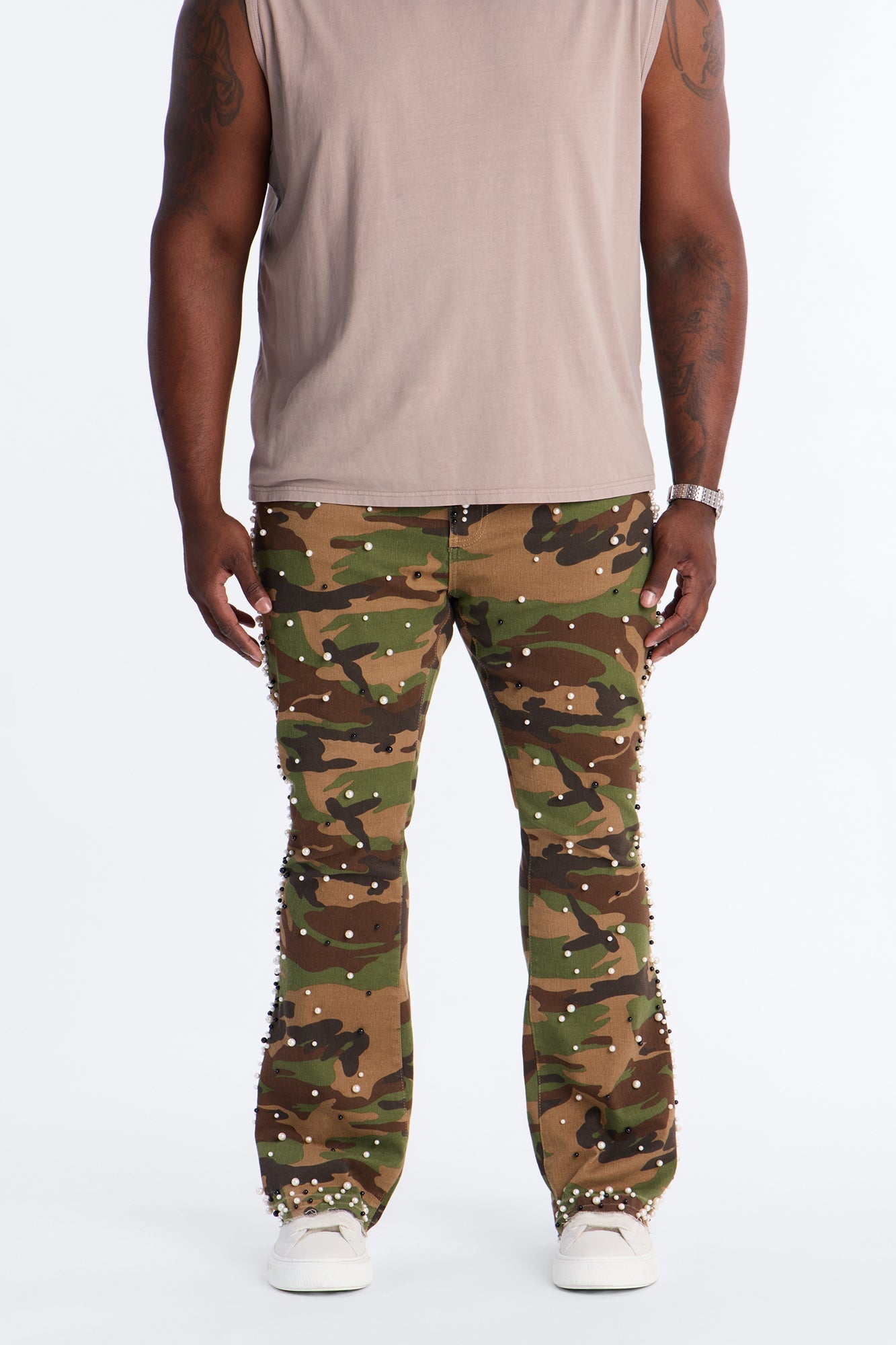 Stacked Skinny Flare Pearl Camo Jean - Camouflage Fashion Nova