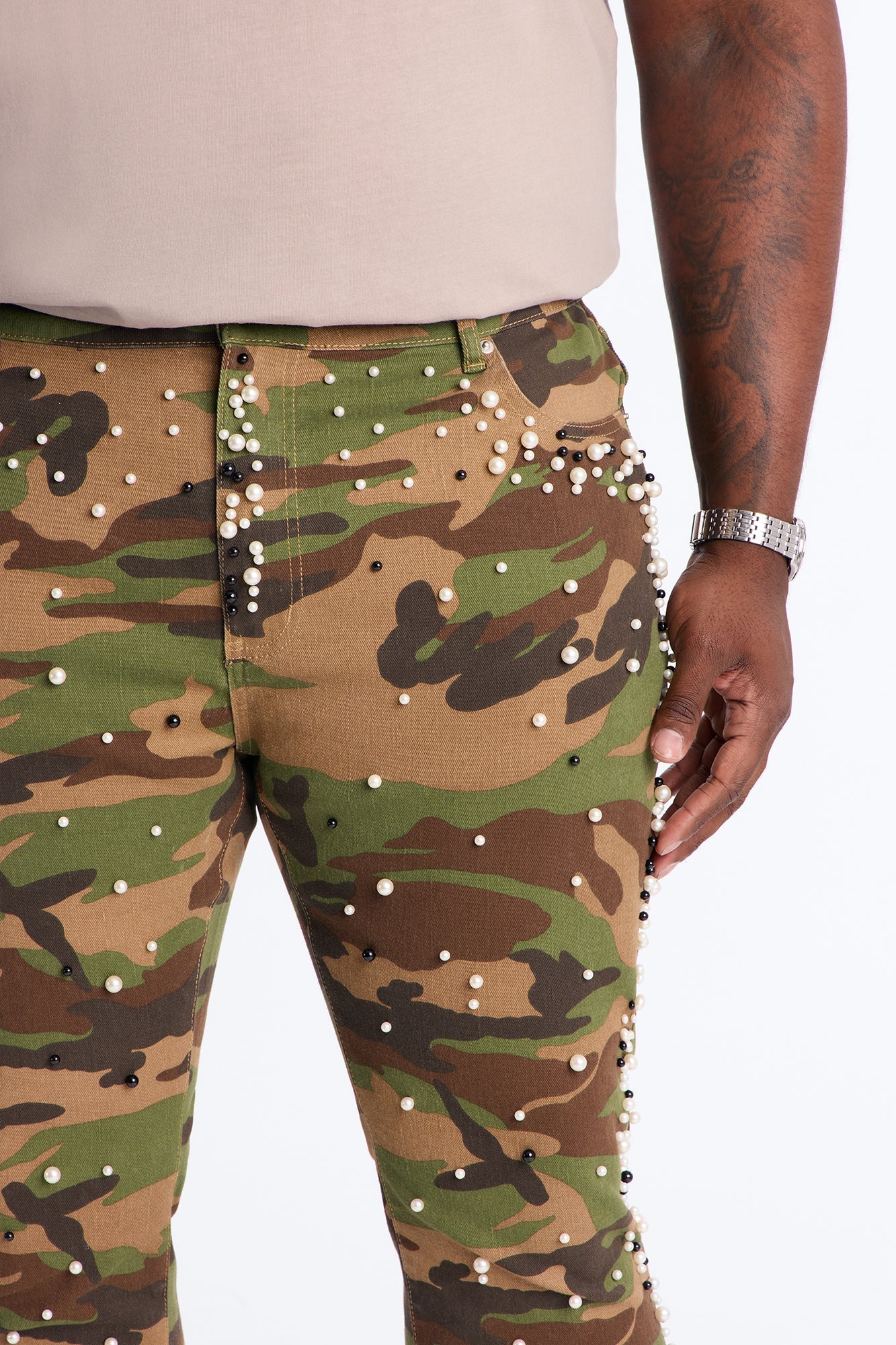 Stacked Skinny Flare Pearl Camo Jean - Camouflage Fashion Nova