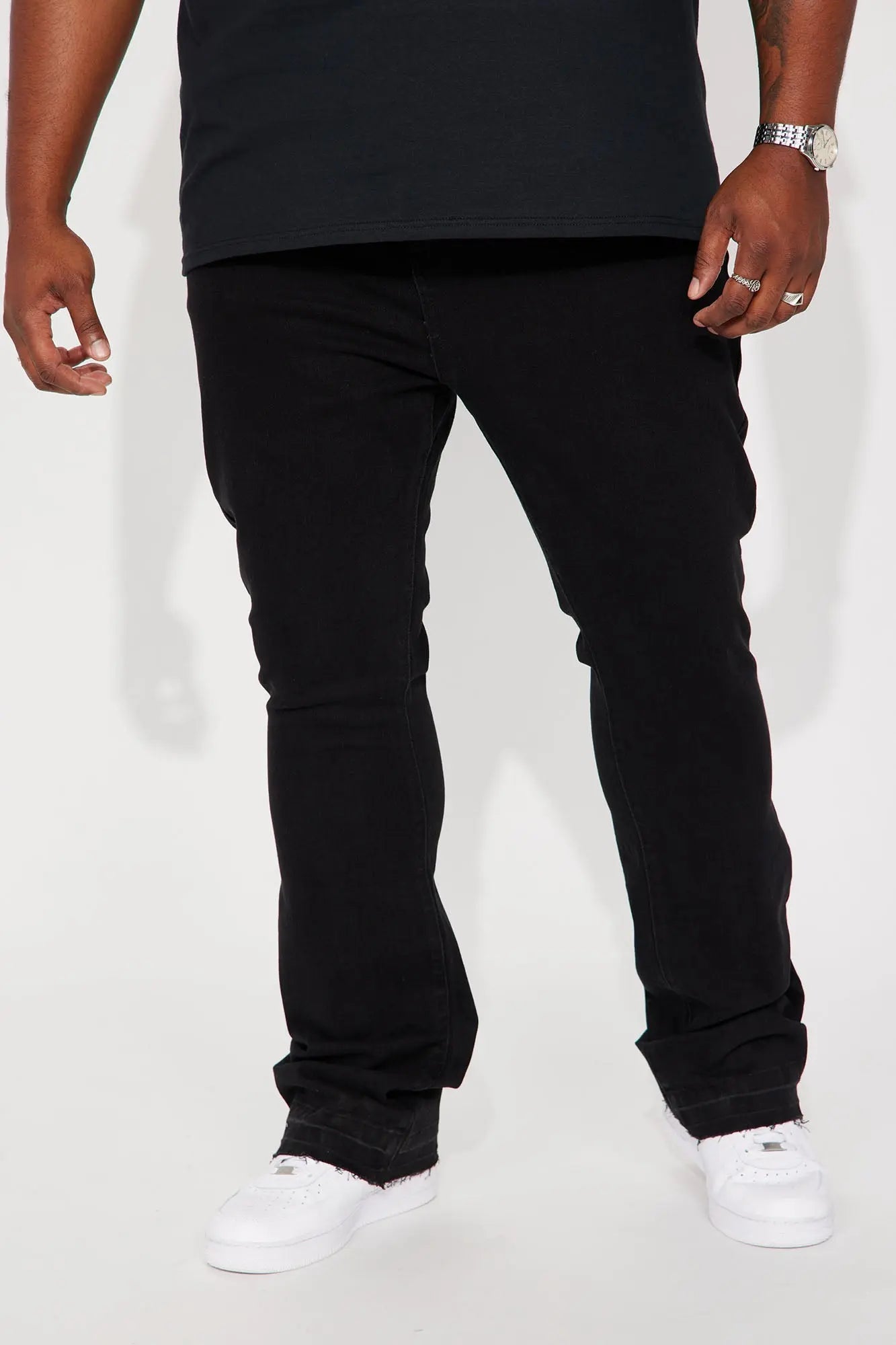Cornell Stacked Skinny Flare Jeans - Black Fashion Nova