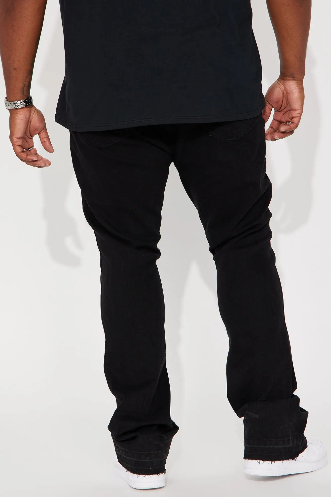 Cornell Stacked Skinny Flare Jeans - Black Fashion Nova