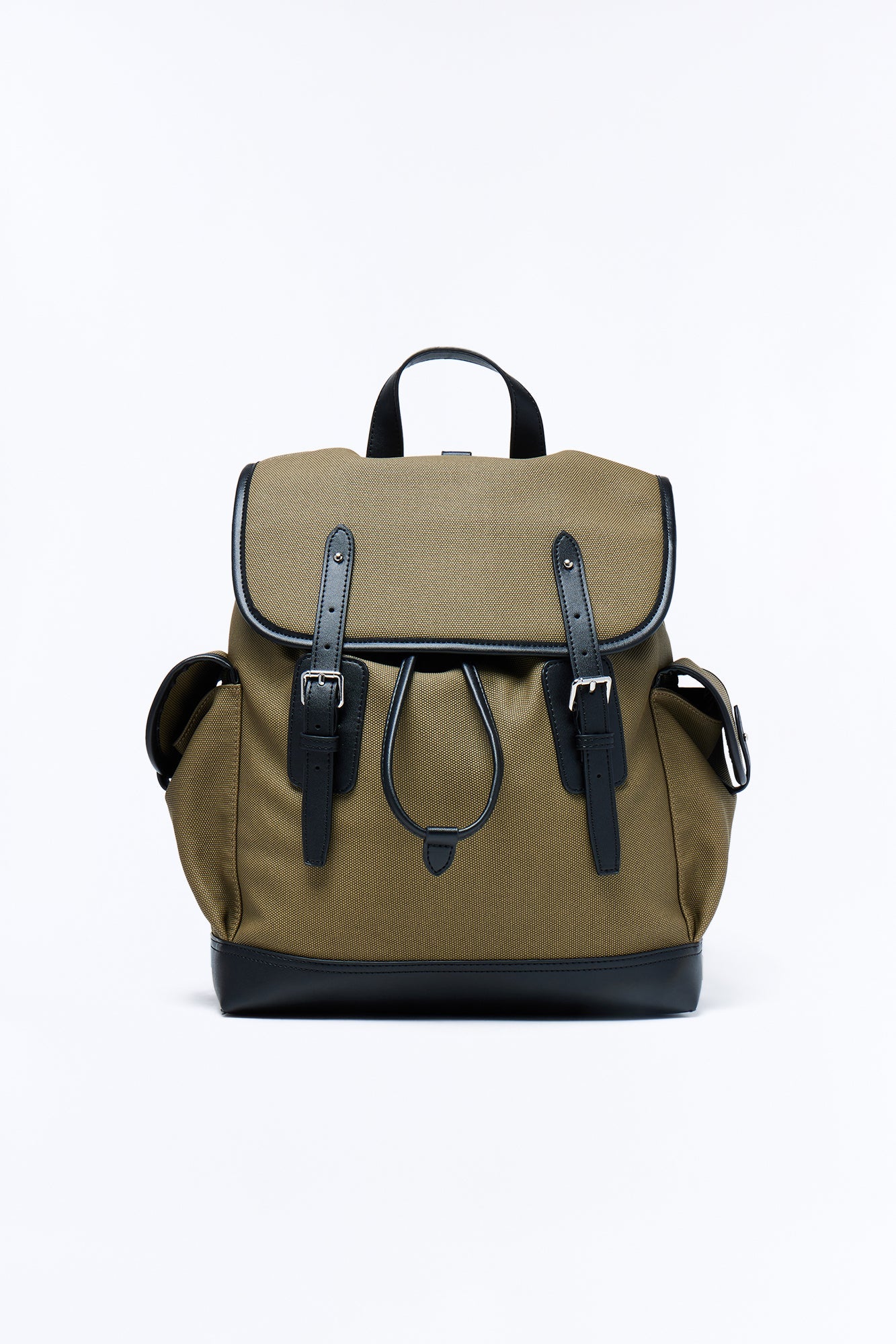 Canvas Dual Buckle Drawstring Backpack - Olive Fashion Nova