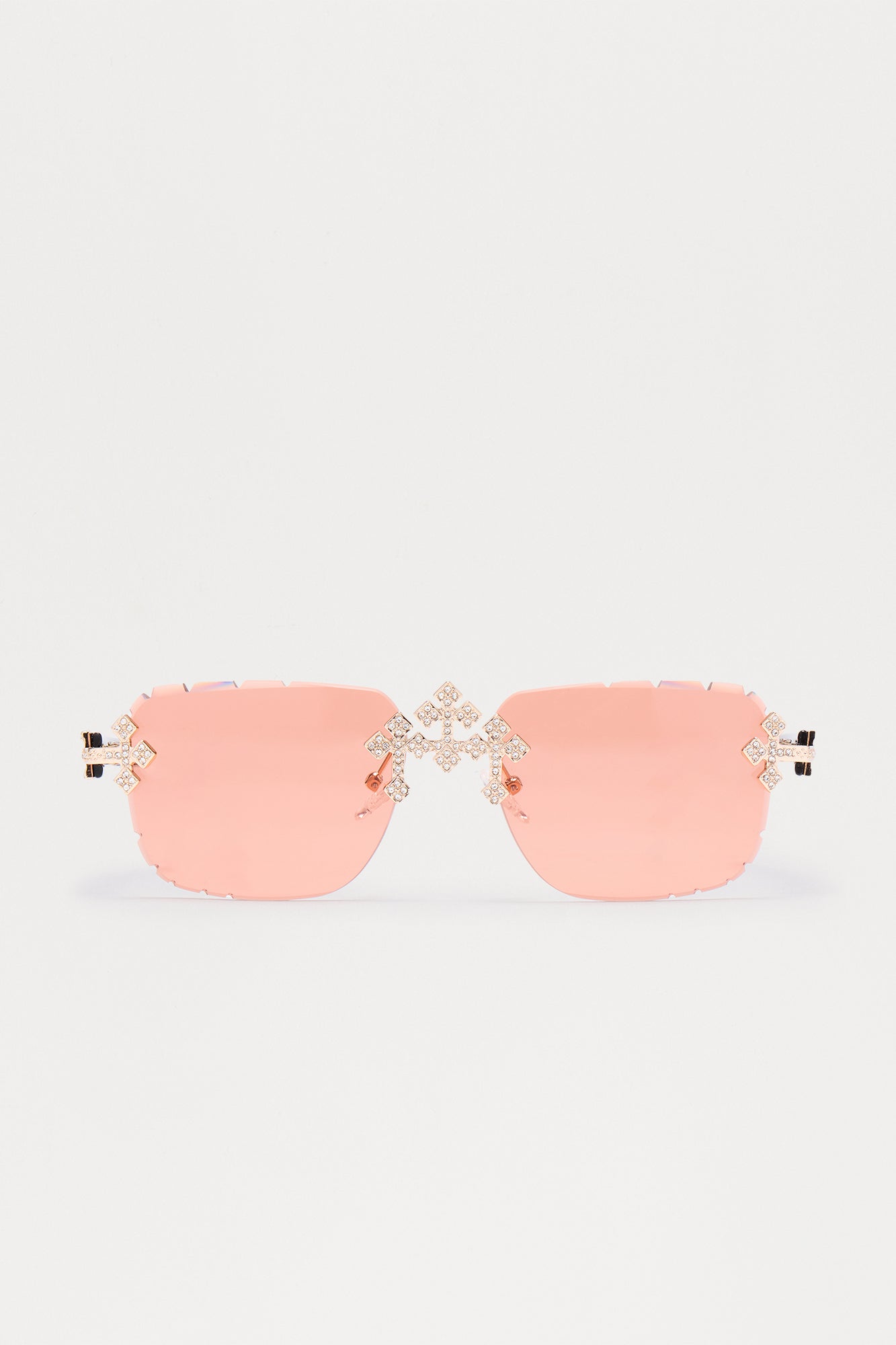 Iced Triple Cross Sunglasses - Rose/Combo Fashion Nova