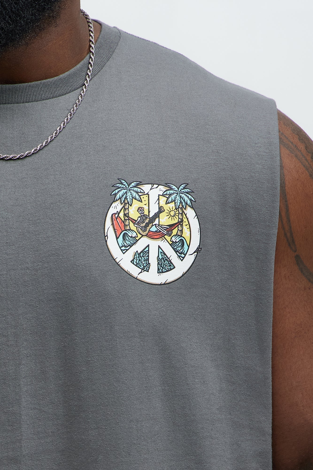 Paradise Found Muscle Tee - Charcoal Fashion Nova