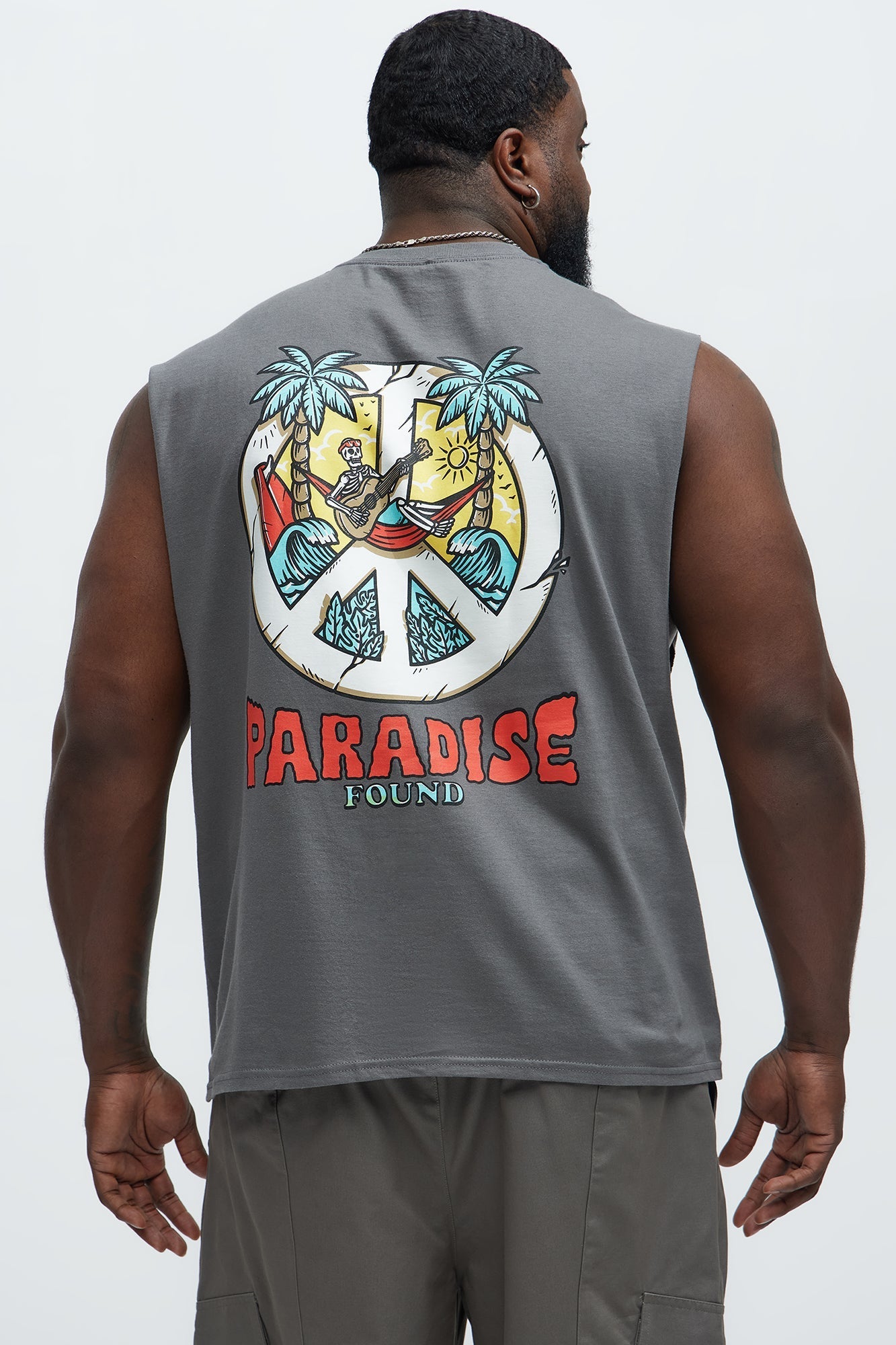 Paradise Found Muscle Tee - Charcoal Fashion Nova