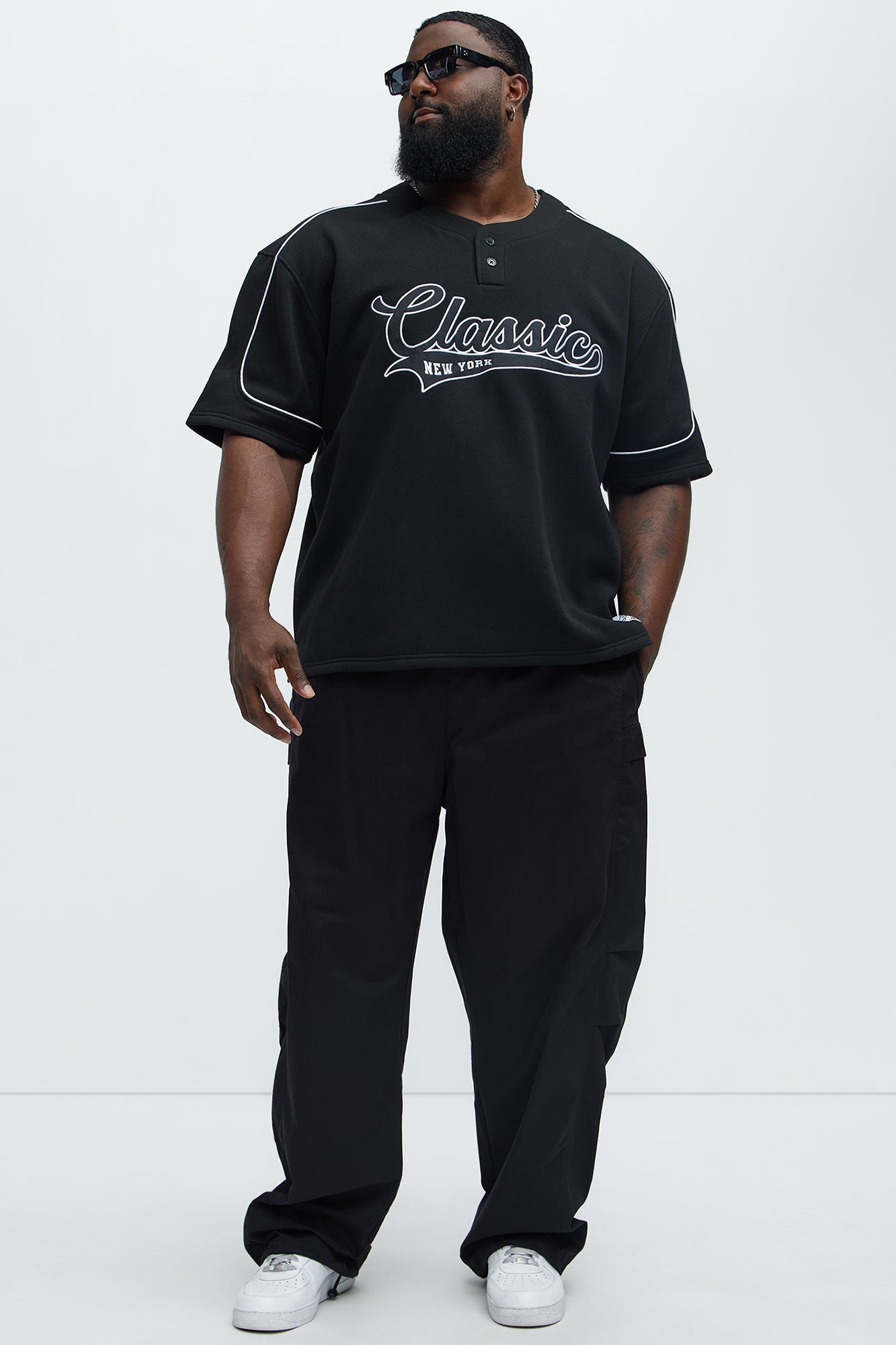 Classic New York Short Sleeve Henley - Black Fashion Nova