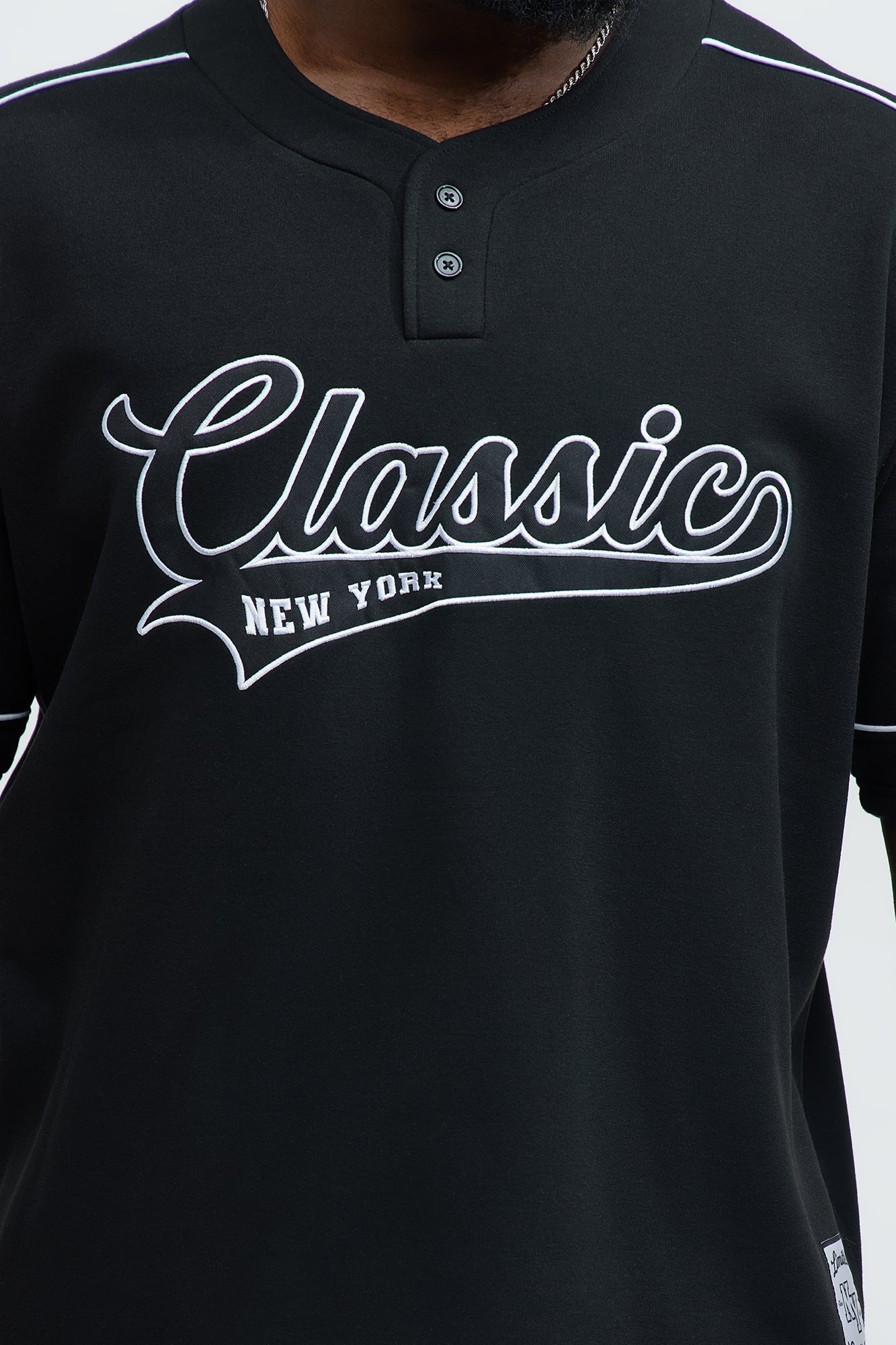 Classic New York Short Sleeve Henley - Black Fashion Nova