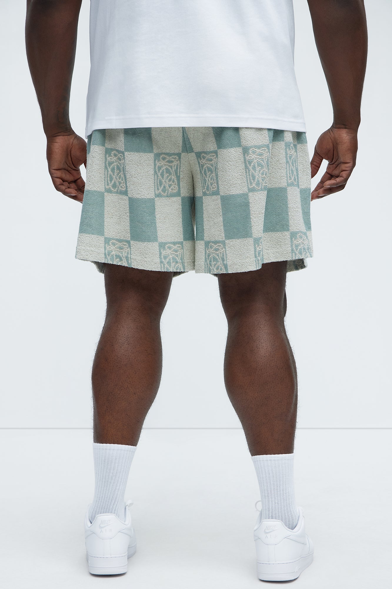 Checkered Relaxed Shorts - Blue/combo Fashion Nova