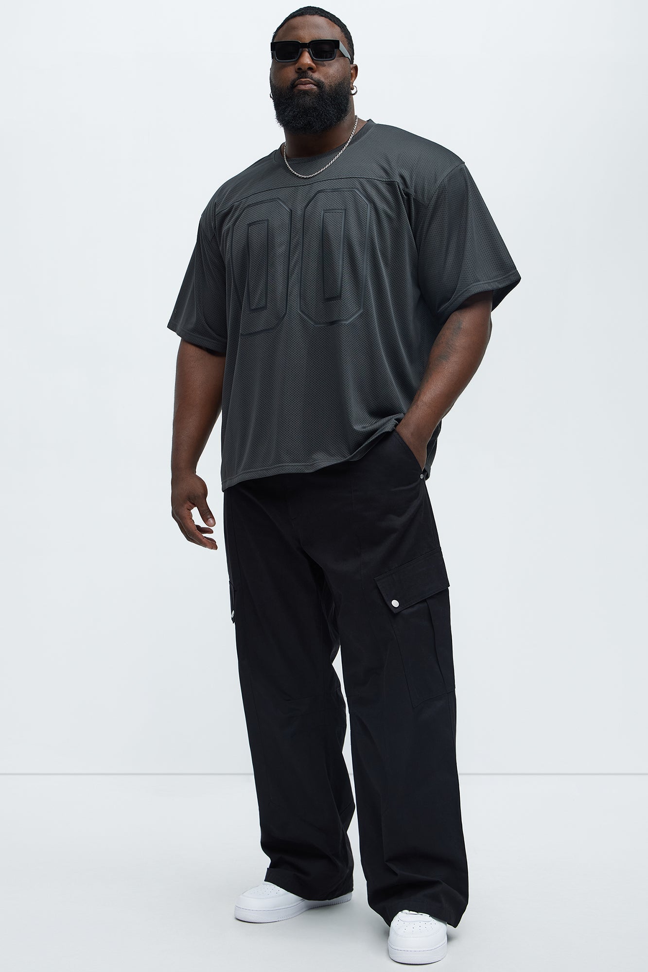 Mesh Boxy Football Short Sleeve Tee - Black Fashion Nova